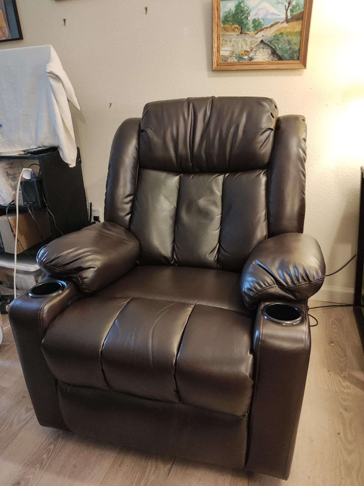 Ketaiyou Rocker Swivel Recliner Chair for Adults, Overstuffed Large Manual Recliner Glider with Massage and Heat, Comfy Soft Fabric Living Room Reclining Sofa Chair (Lime Gray1) customer photo 2