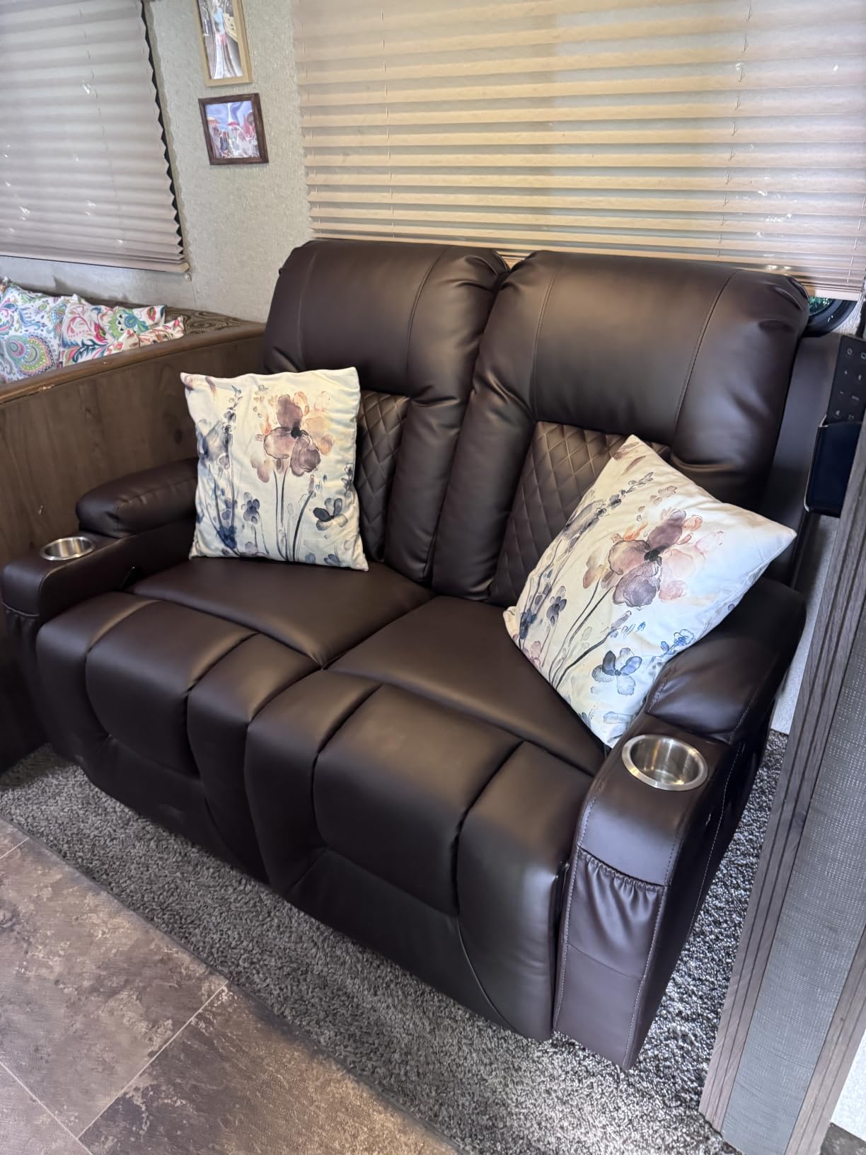 RV Recliner Chair, Oversized Reclining Loveseat Home Theater Seating with Cup Holders, Insert Pockets, Wall Hugger RV Recliners for Movie Room, Recline Movie Seats Gaming Sofa customer photo 2