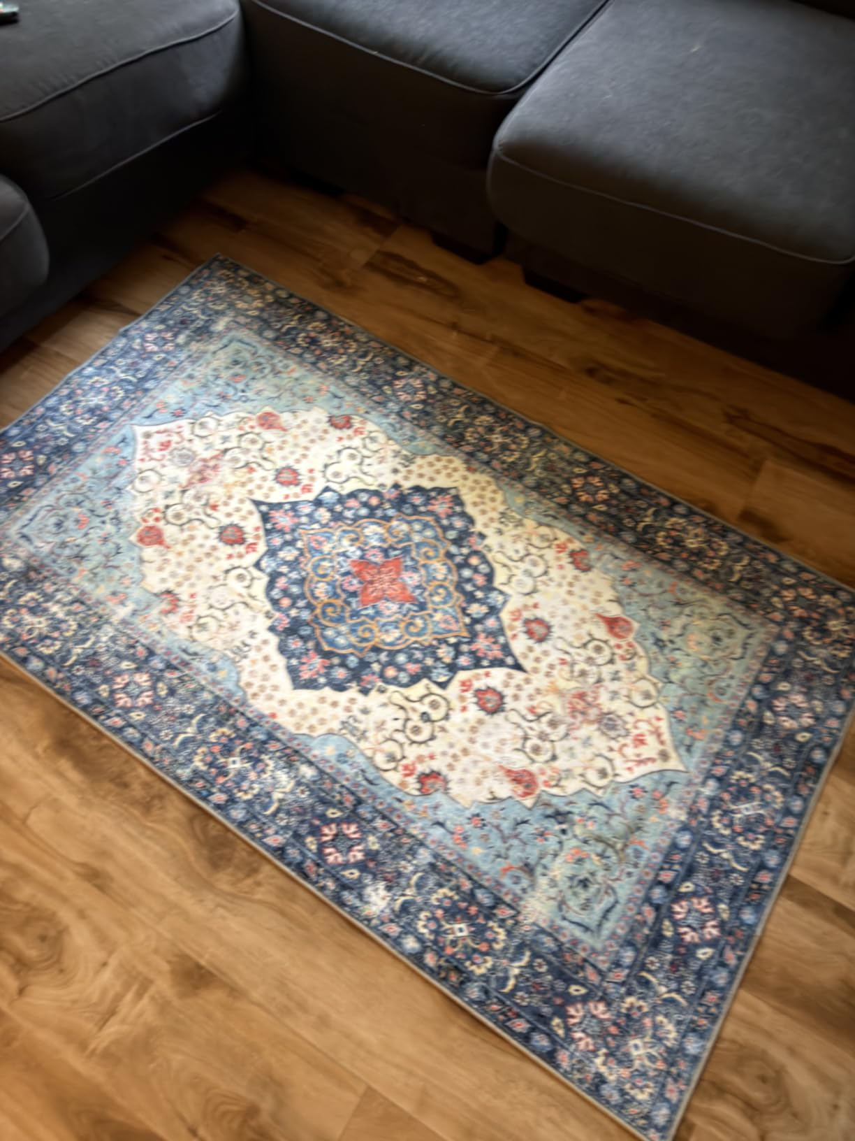 ANSSO Wool Rugs 8x10 for Living Room, 80% Merino Wool and 20% Cotton Soft Tufted Area Rug with Cotton Non-Slip Backing, Large Area Rug for Bedroom, Dining and Home Office (Beige Cream) customer photo 1