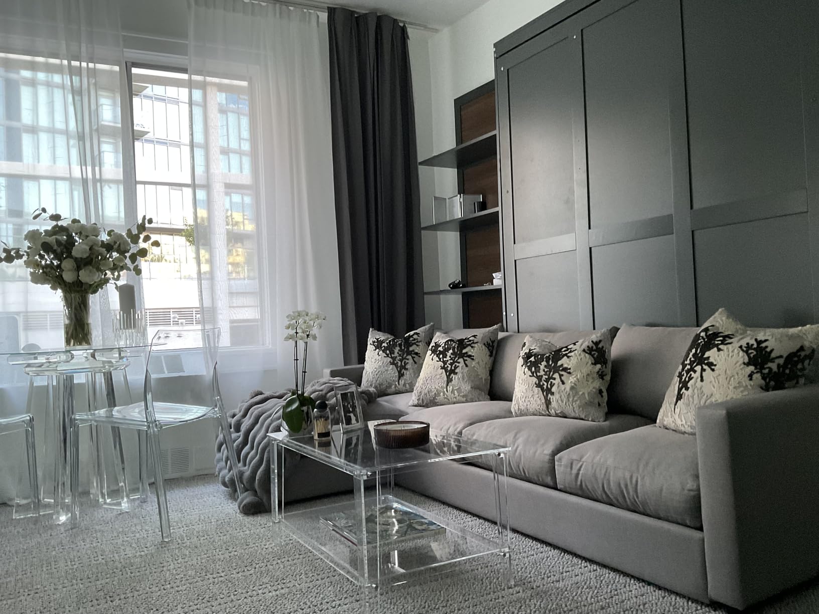 Harper & Bright Designs Queen Murphy Bed with Sofa and Shelves, White customer photo 1