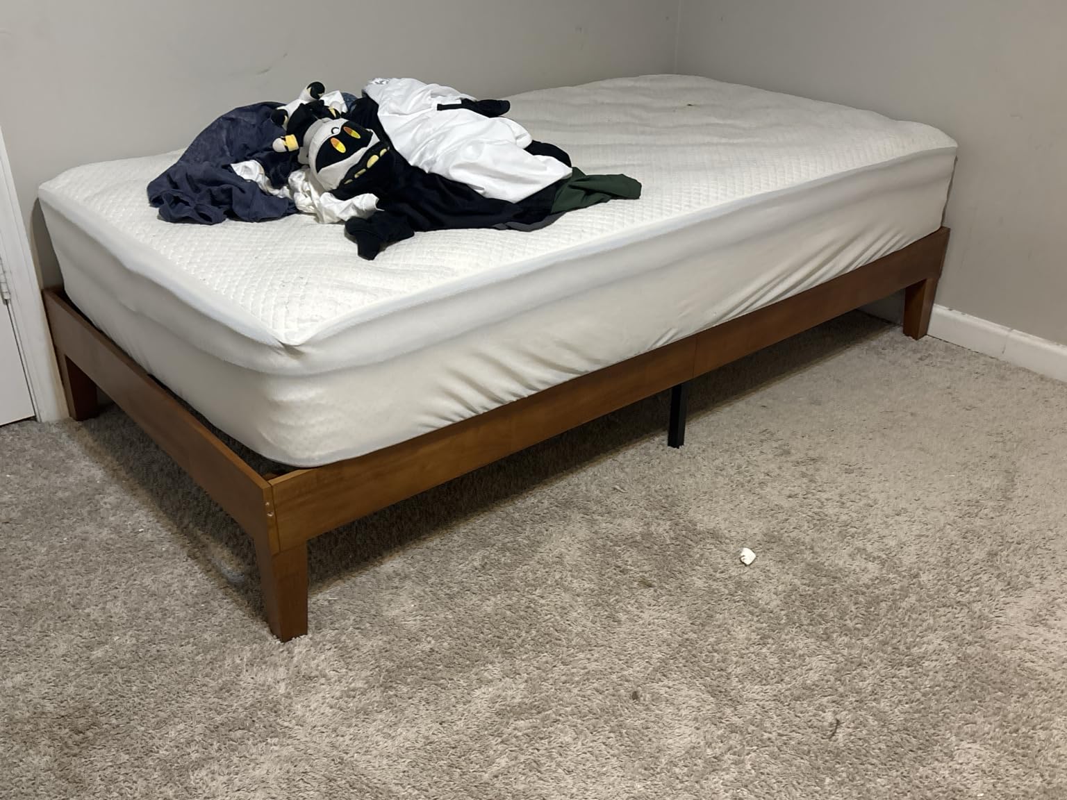 Sweetcrispy Twin Size Bed Frames, 12 Inch Height Wood Platform Bed Frame customer photo 2
