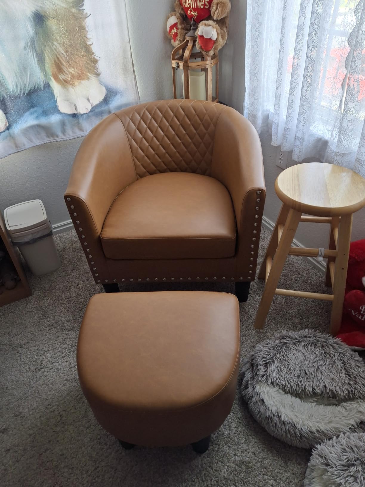 INZOY Oversized Accent Chair with Ottoman, 23.2