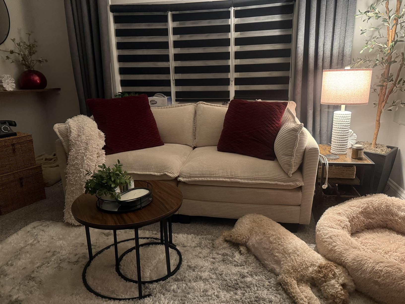 ROWHY 104'' Modular Sectional Cloud Couch with Movable Ottoman, 4 Seat Modern Corduroy Sofa, Deep Seat L Shaped Couch for Living Room Bedroom Apartment, Beige customer photo 1