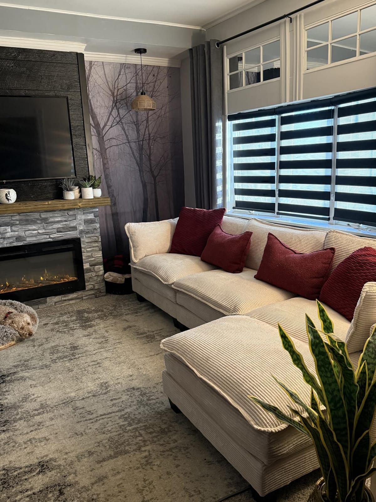 ROWHY 104'' Modular Sectional Cloud Couch with Movable Ottoman, 4 Seat Modern Corduroy Sofa, Deep Seat L Shaped Couch for Living Room Bedroom Apartment, Beige customer photo 2