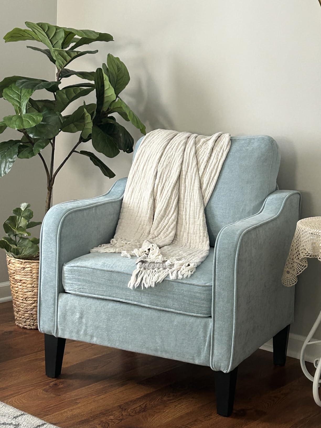 Accent Chairs Set of 2, Upholstered Living Room Chair with Side Pockets, Mid Century Modern Reading Chair for Bedroom, Comfy Armchair Single Sofa Side Chair for Office, Small Room, Light Brown customer photo 1