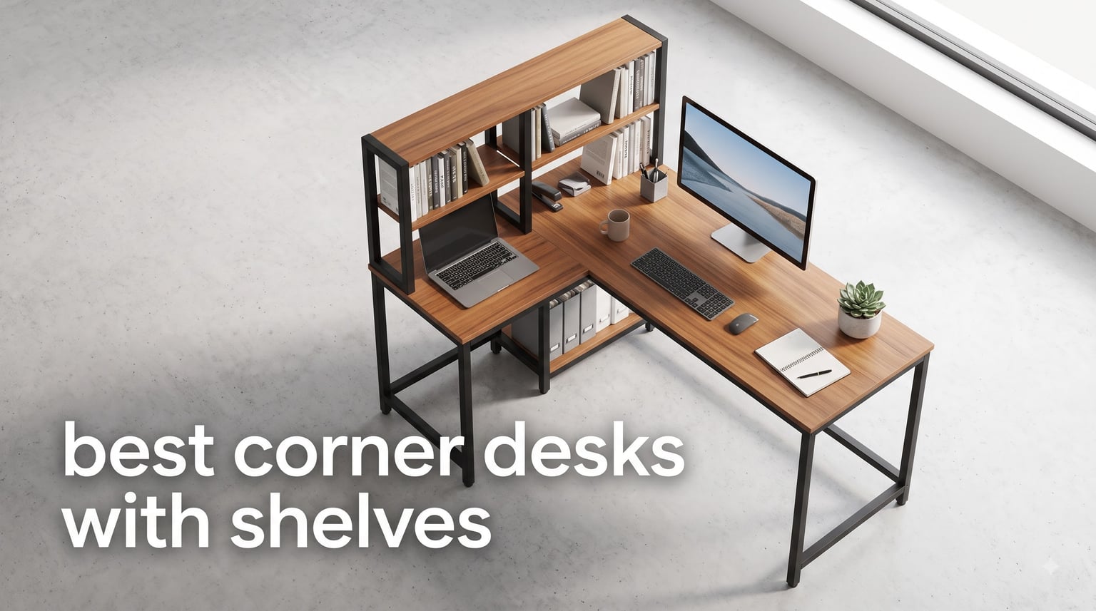 best corner desks with shelves