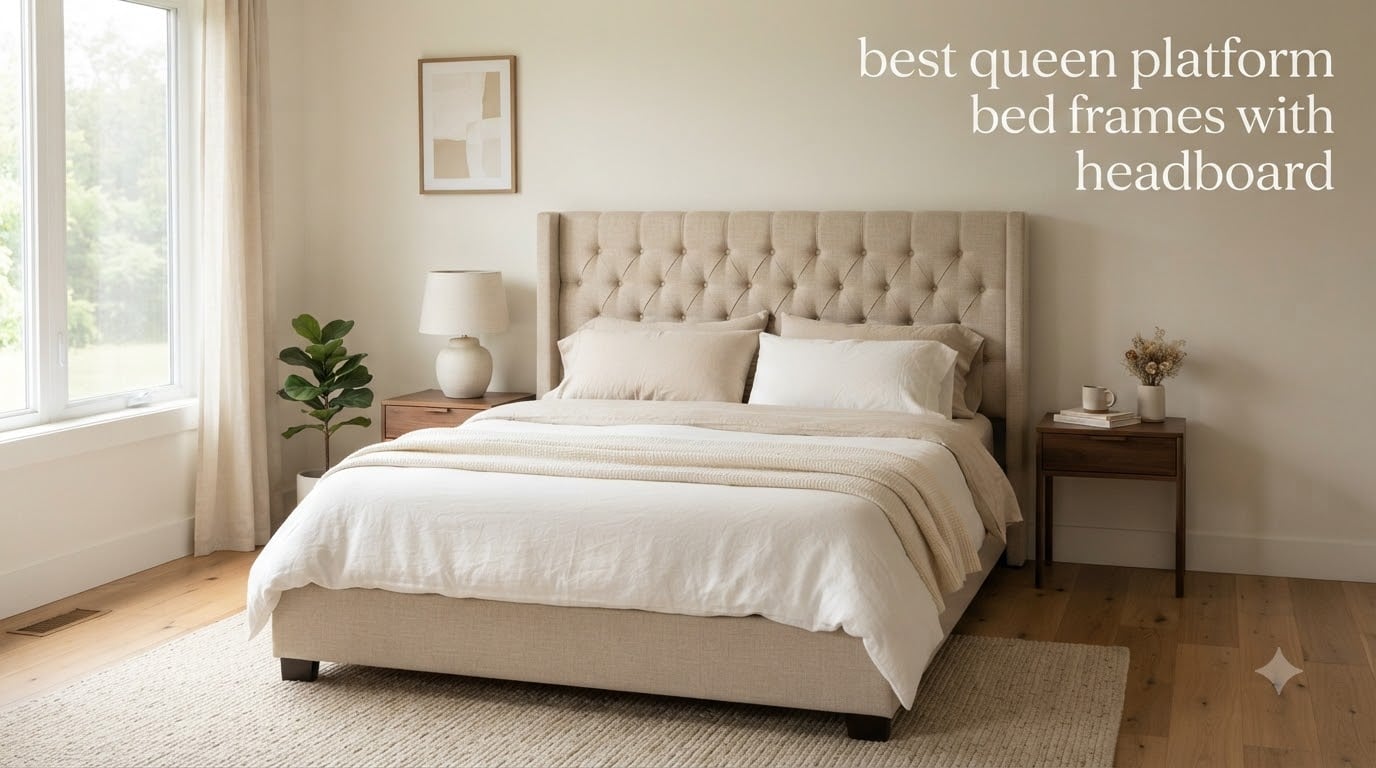 best queen platform bed frames with headboard
