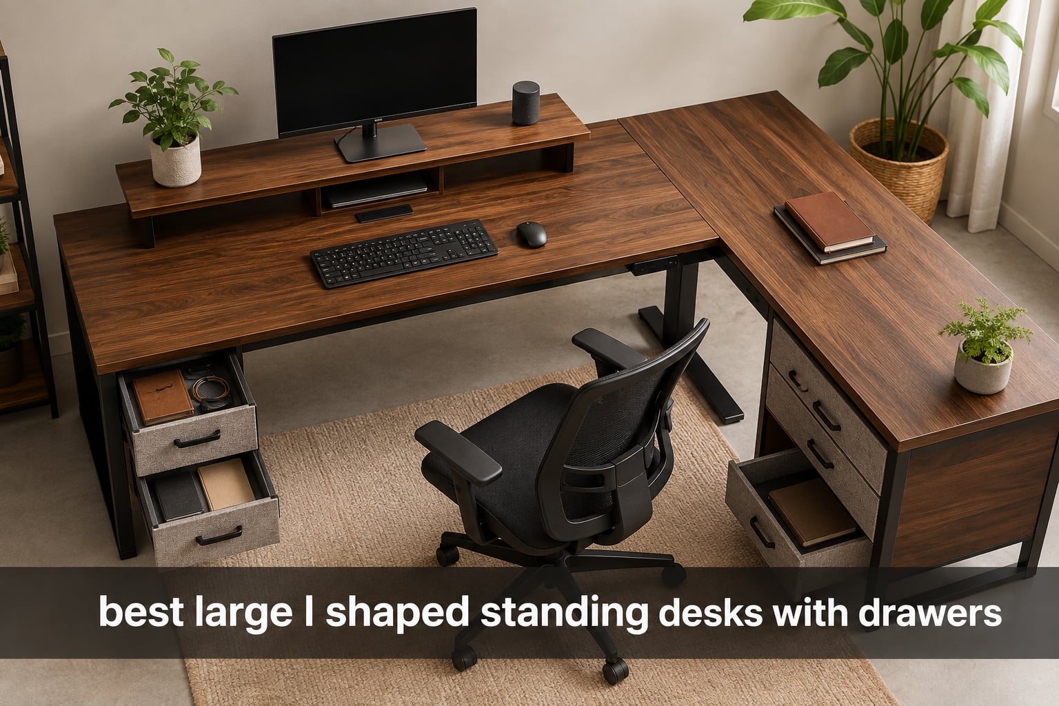 best large l shaped standing desks with drawers
