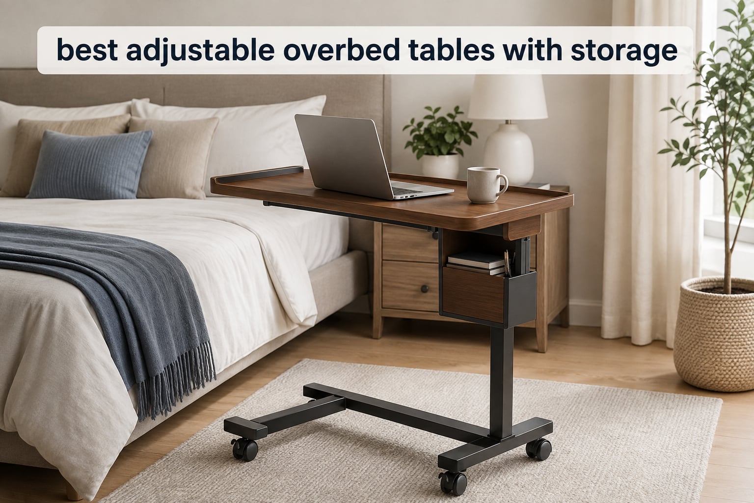 best adjustable overbed tables with storage