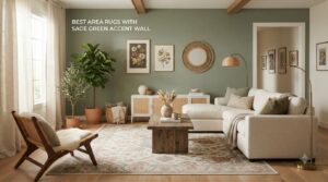 best area rugs with sage green accent wall