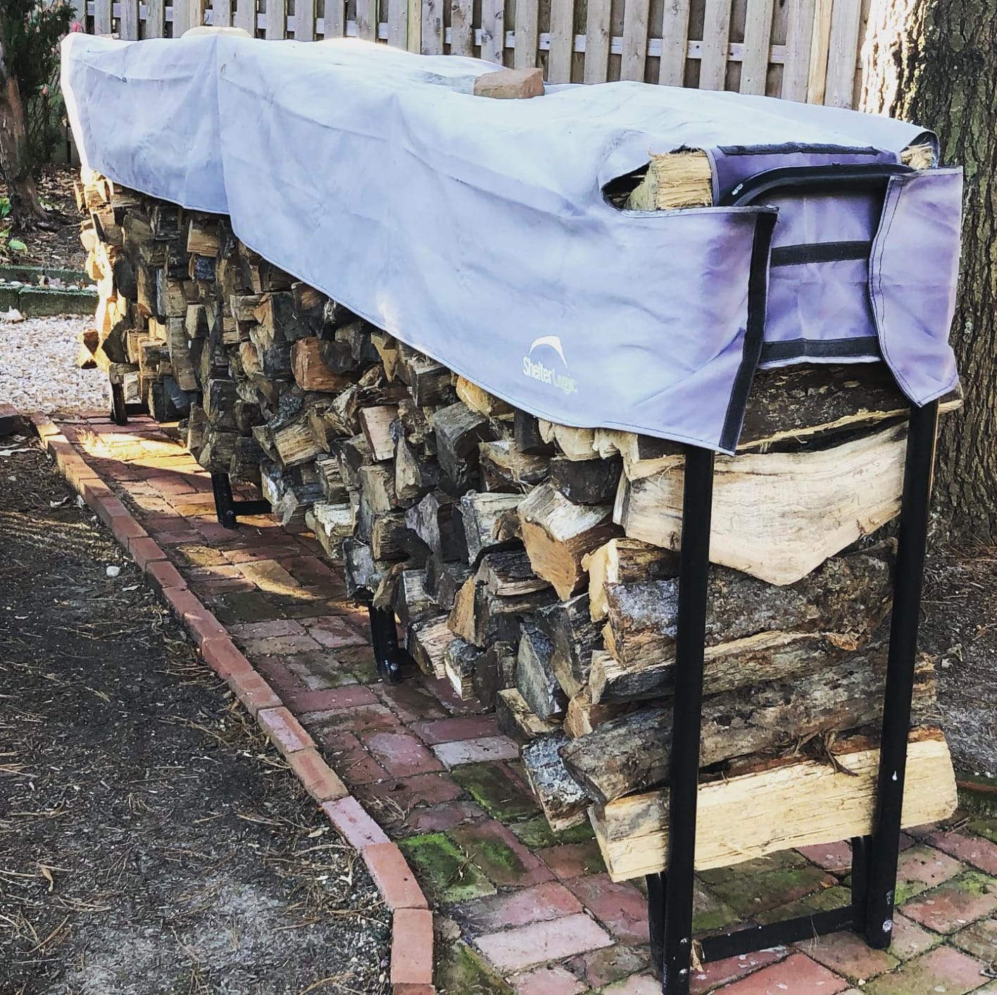 ShelterLogic 12' Adjustable Heavy Duty Outdoor Firewood Rack with Steel Frame Construction and Water-Resistant Cover customer photo 1