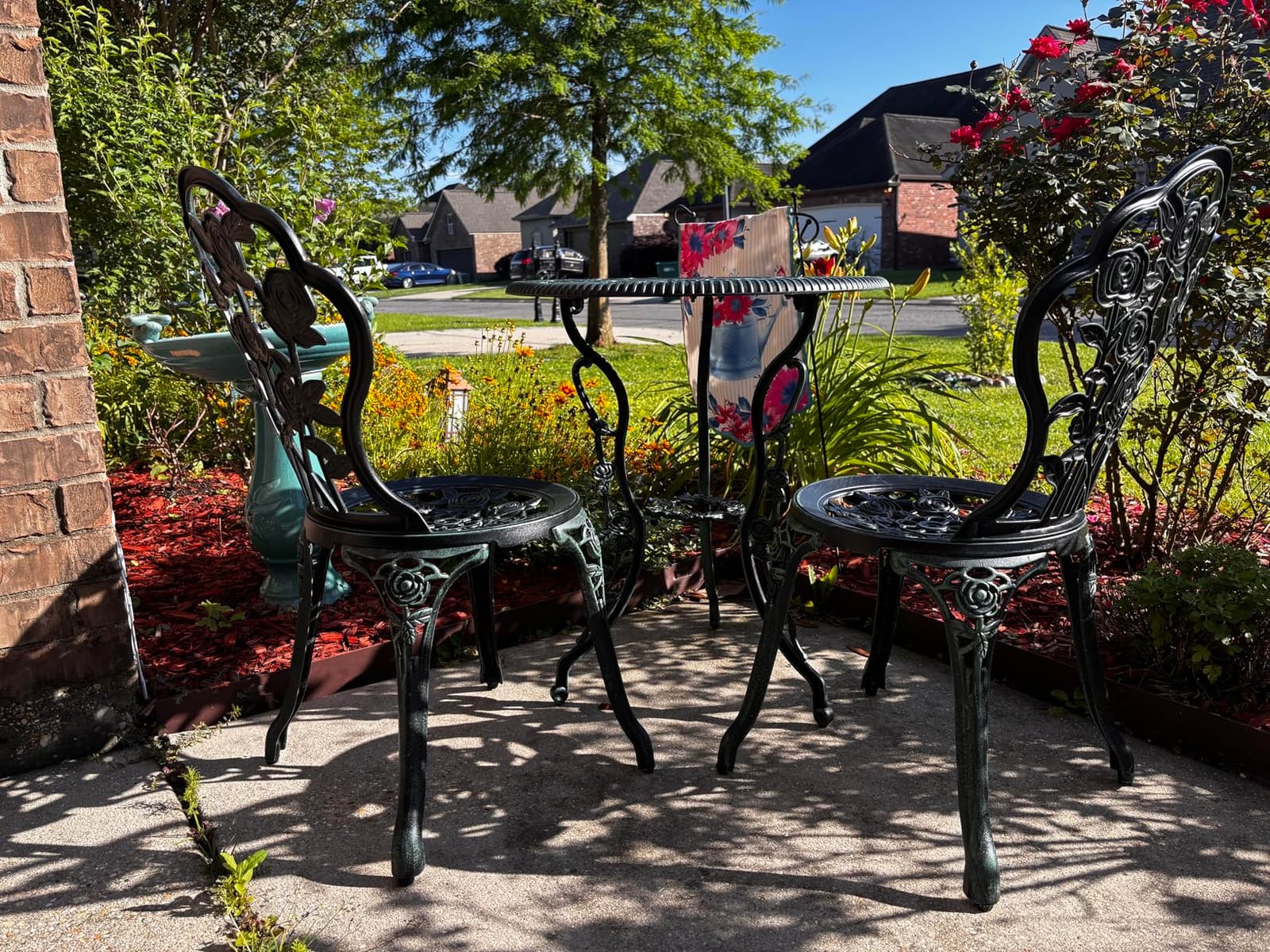 Oakland Living 3-Piece Rose Bistro Set with 23.5-Inch Cast aluminum Top Table customer photo 2