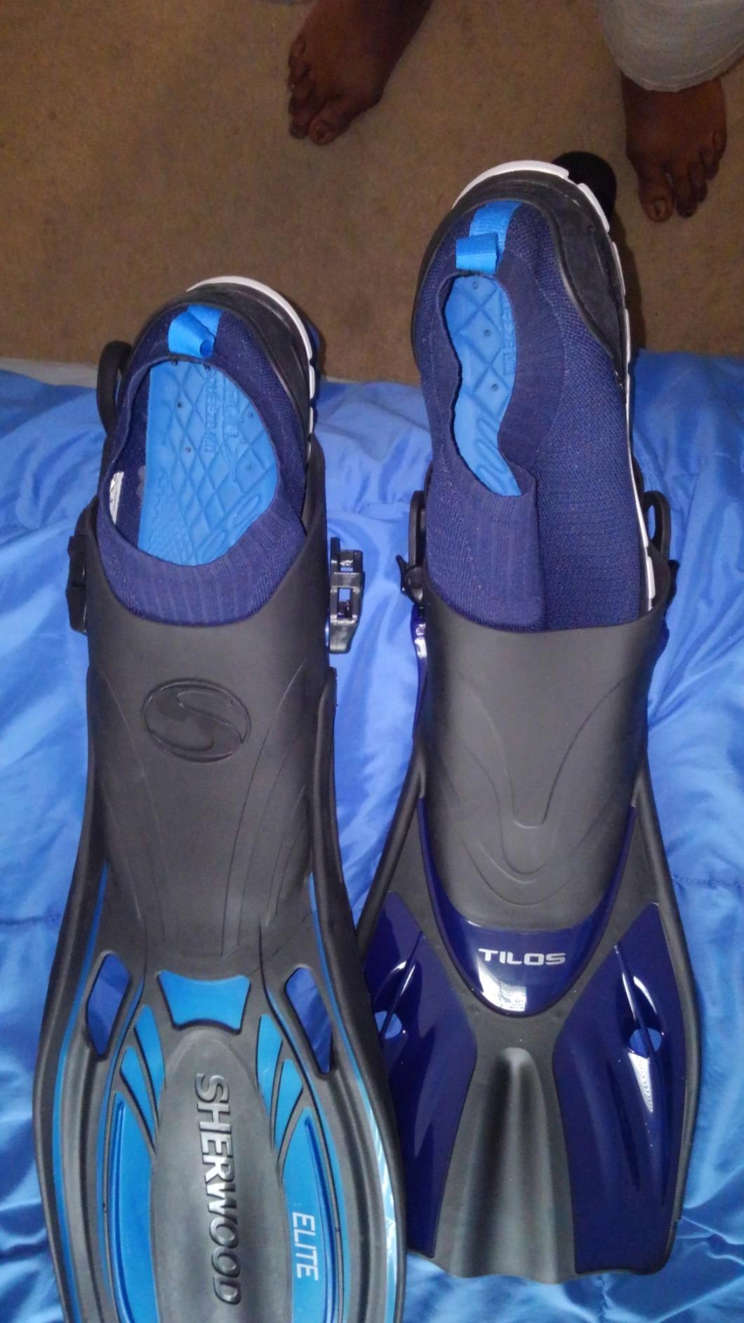 Tilos Getaway Large Open Heel Snorkeling Fins - Travel-Friendly, Adjustable Flippers for Wide Feet customer photo 1