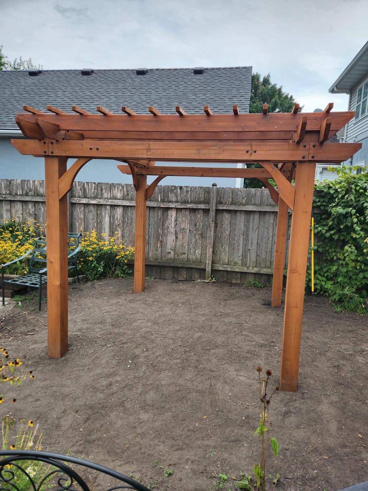 Backyard Discovery Beaumont 12' x 10' Traditional Cedar Wood Pergola Kit with Trellis Roof, All-Season Durability, High-Wind Rating, PowerPort, Shade for Outdoor Patio, Deck, Garden, and Entertaining customer photo 2