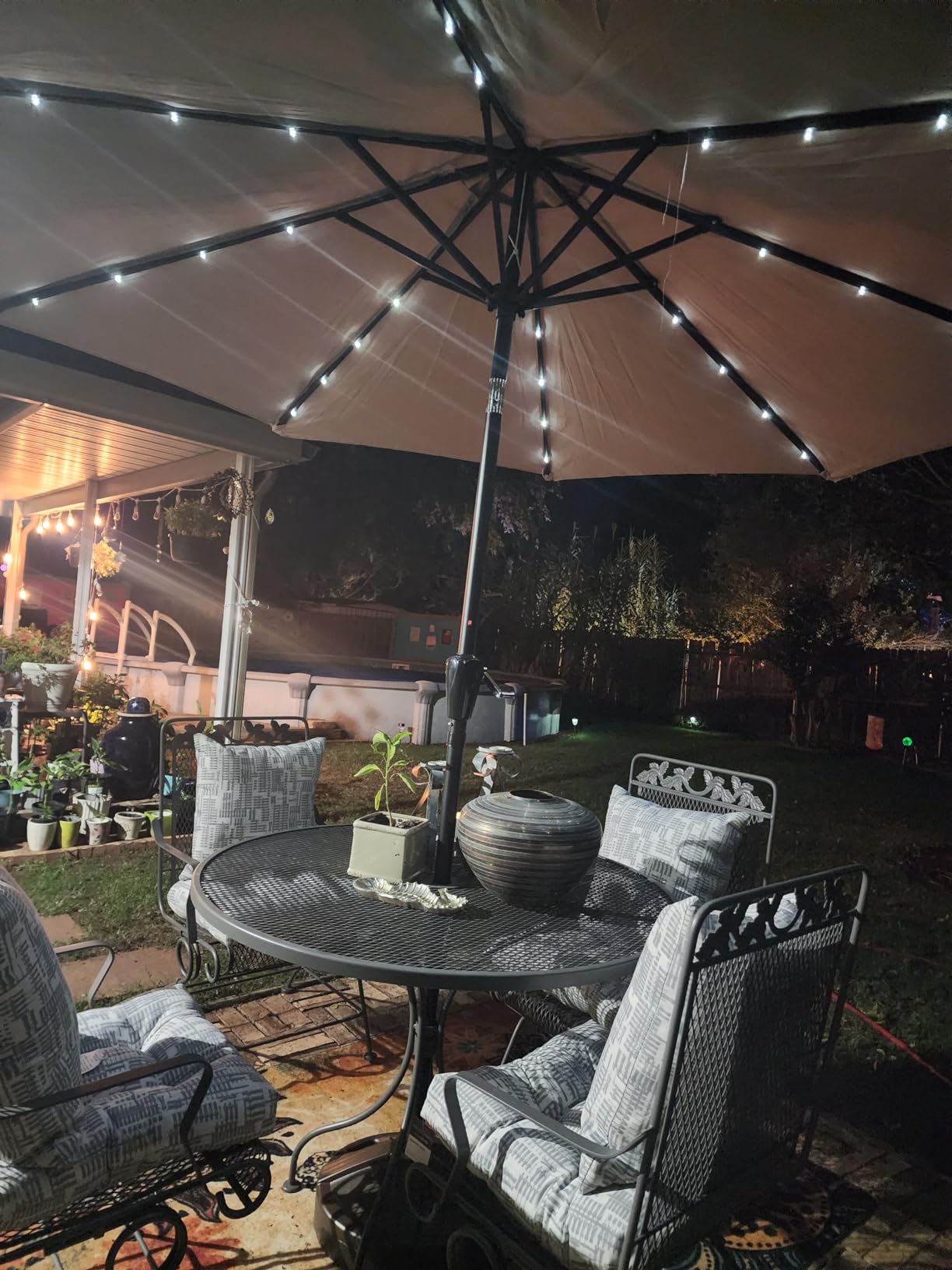 MASTERCANOPY 9ft Patio Umbrella with Solar Lights, Turquoise customer photo 1