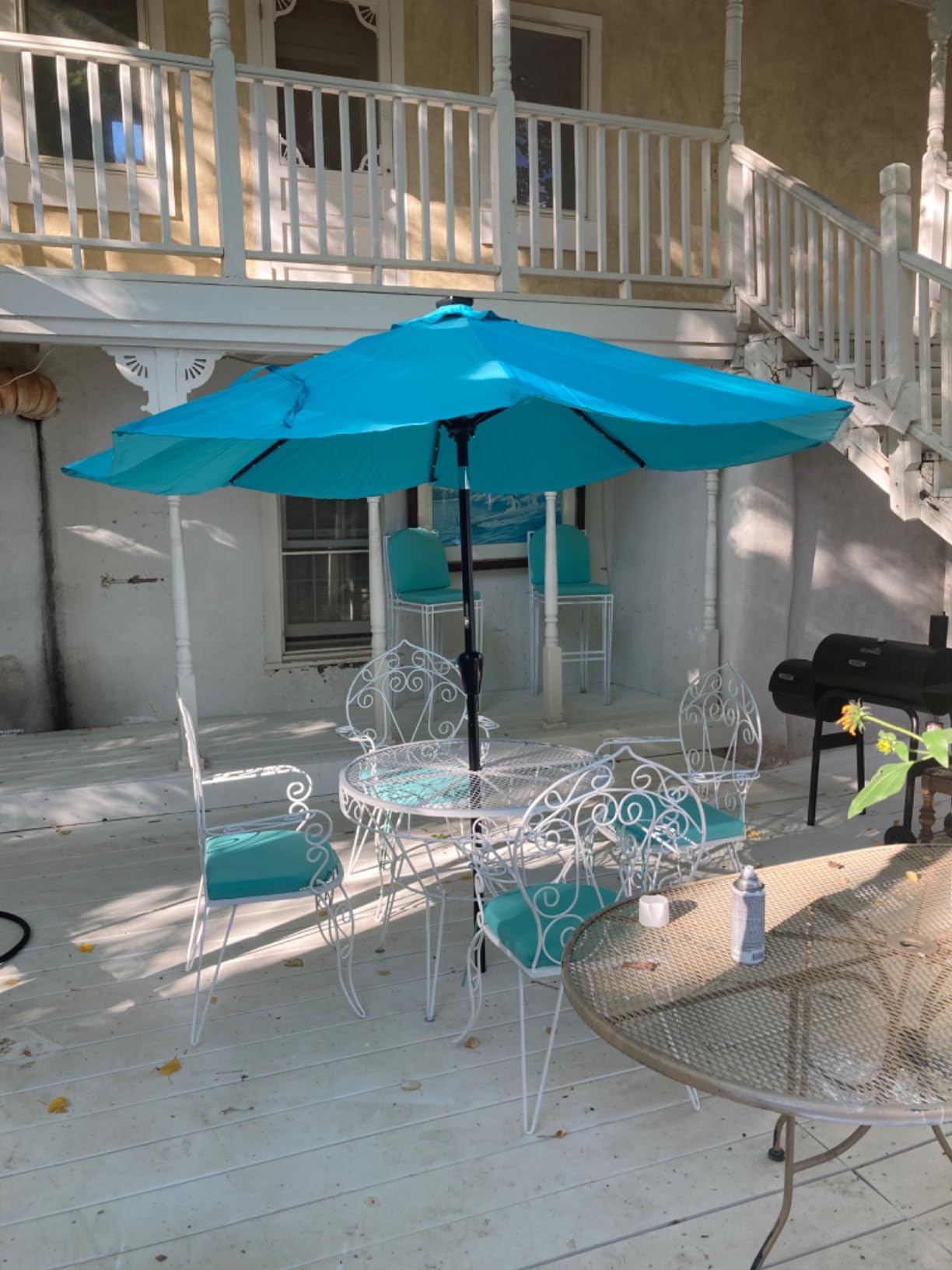 MASTERCANOPY 9ft Patio Umbrella with Solar Lights, Turquoise customer photo 2