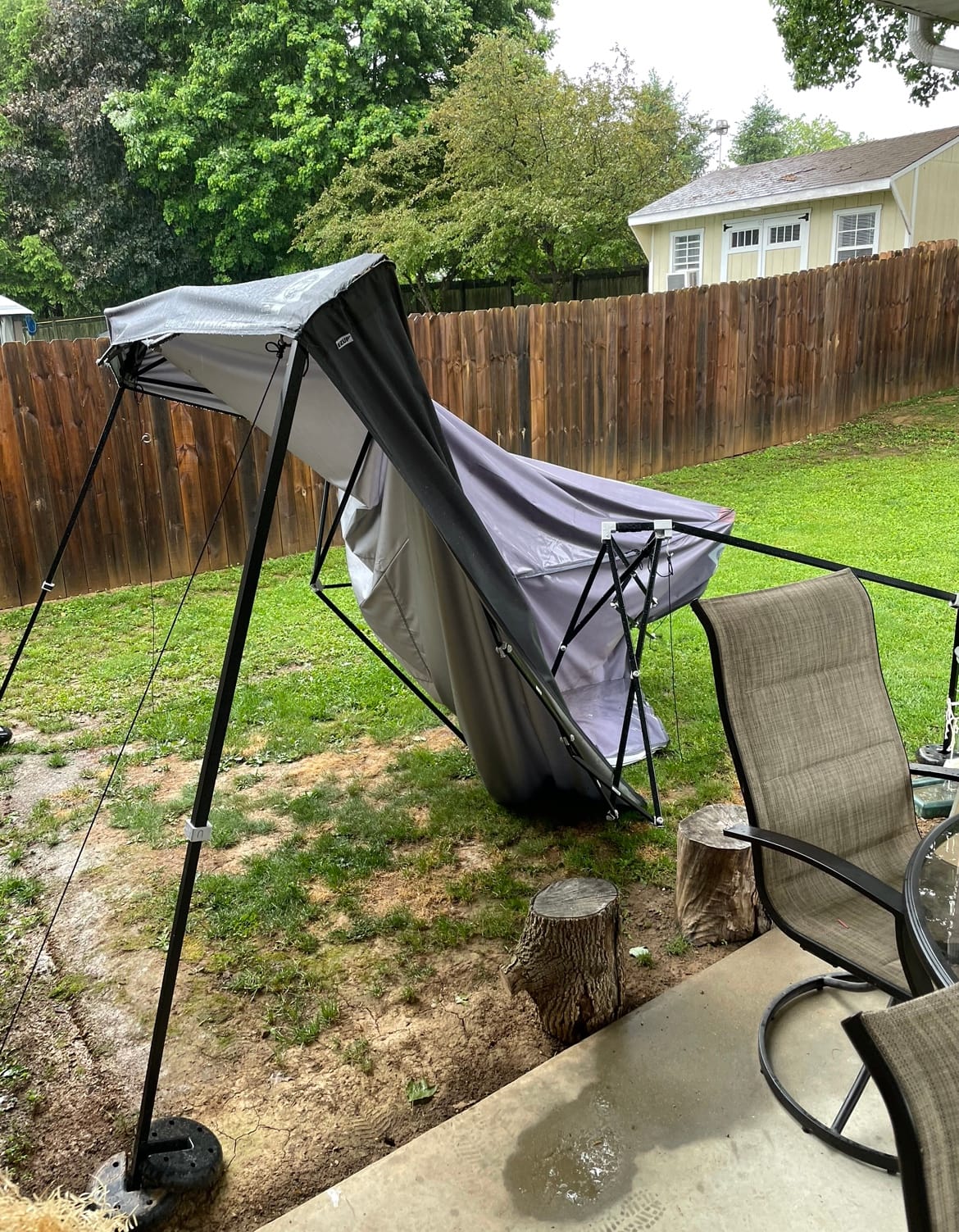 E-Z UP Ambassador Instant Pop Up Canopy Tent, 10' x 10', Roller Bag and 4 Piece Spike Set, Steel Gray customer photo 2