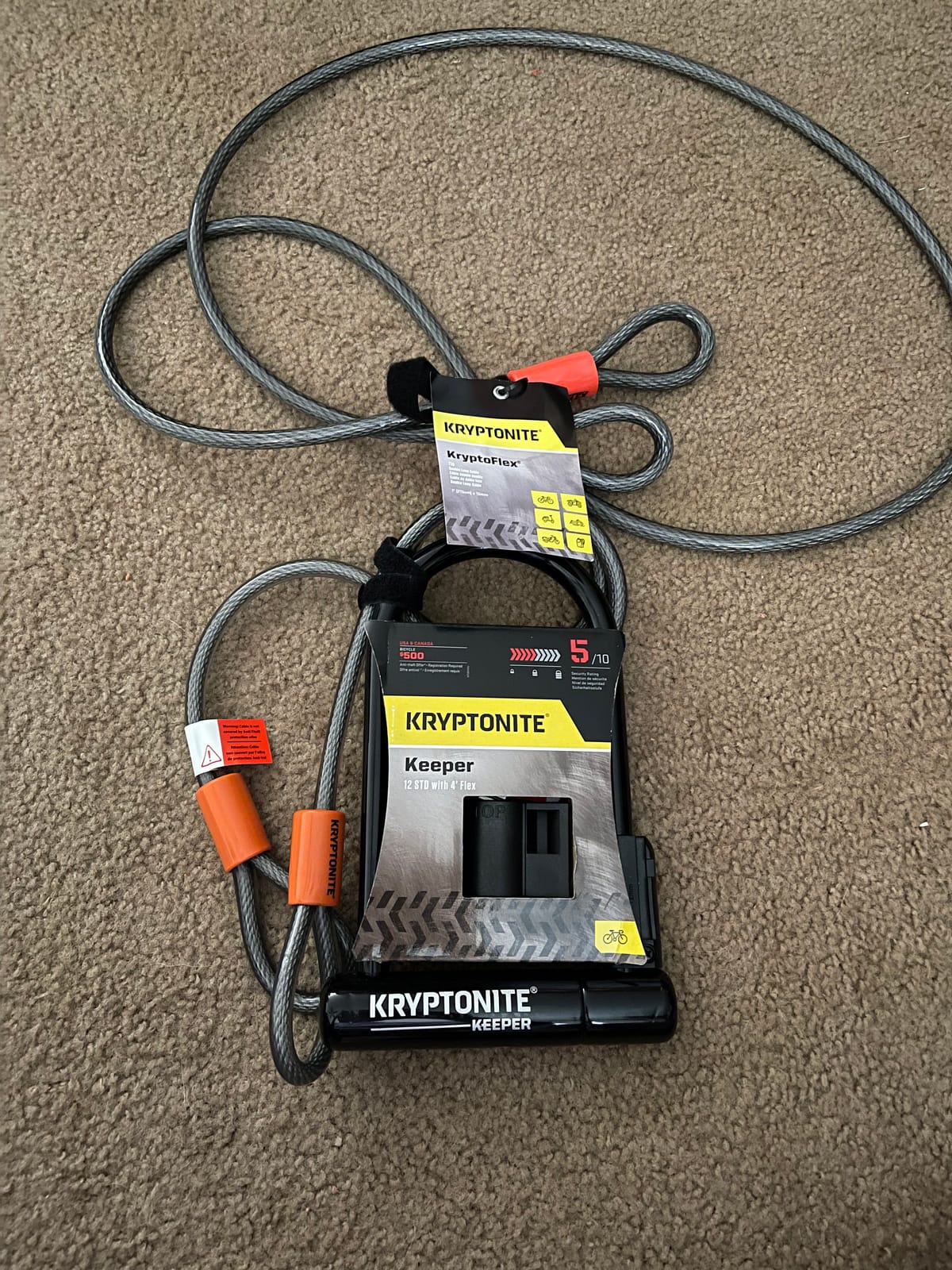 Kryptonite Keeper Standard Bike U-Lock, 12mm Shackle & 4ft Steel Cable customer photo 2