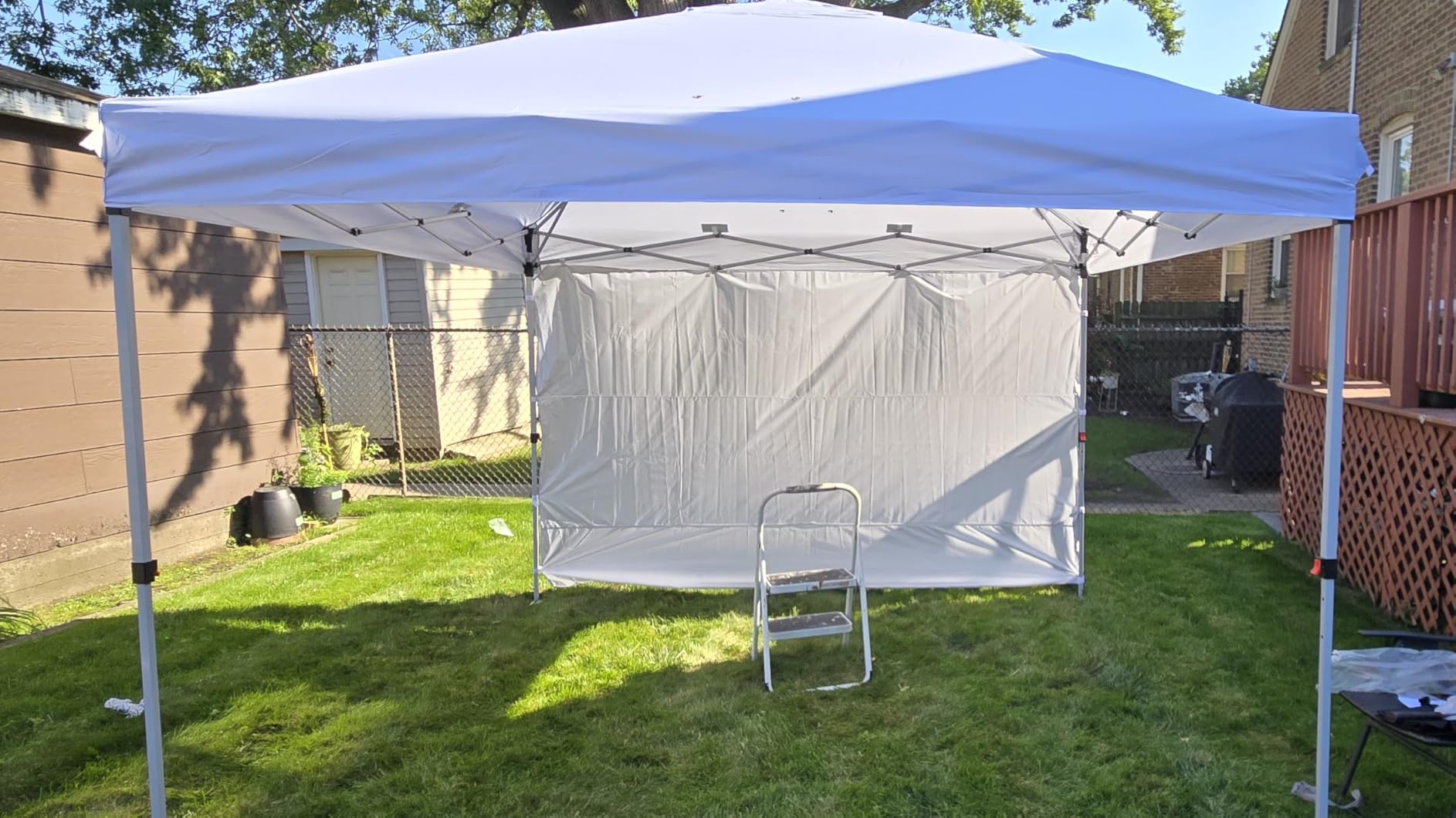 MASTERCANOPY 10x10 Durable Pop Up Canopy Tent with 1 Sidewall, White customer photo 1