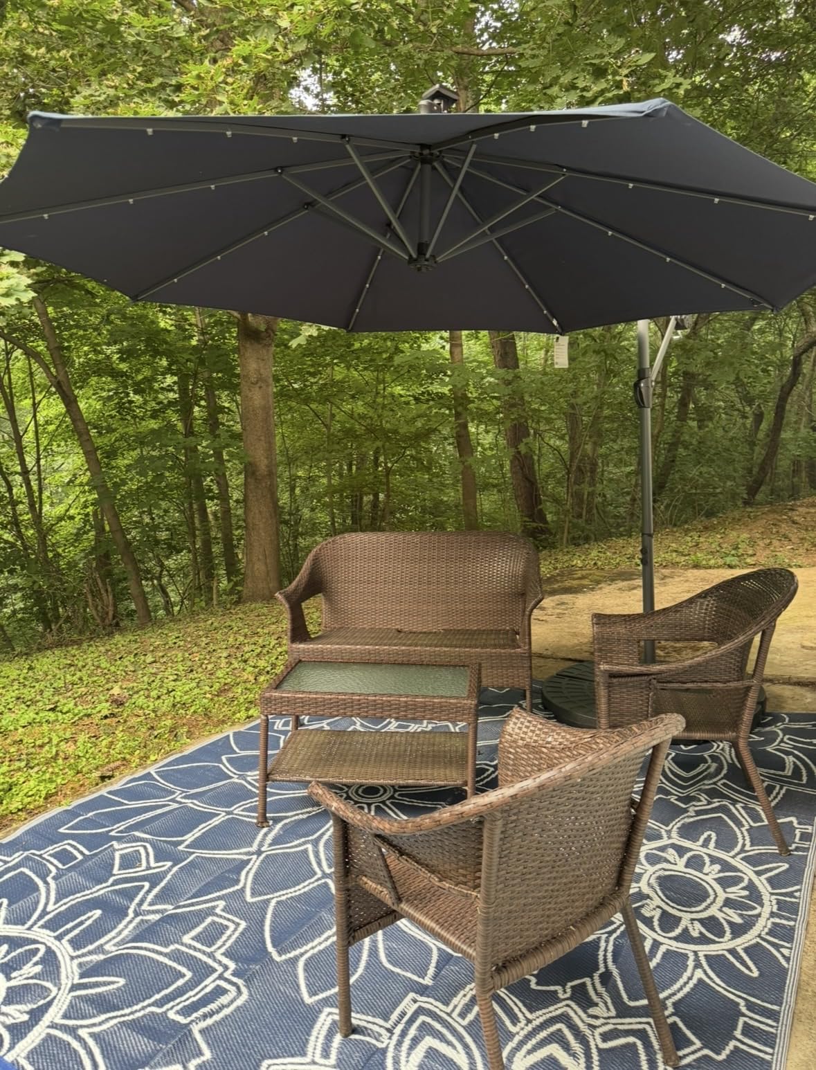 Best Choice Products 10ft Solar LED Offset Cantilever Hanging Market Patio Umbrella, 8 Sturdy Ribs, Easy Adjustment - Deep Taupe customer photo 2
