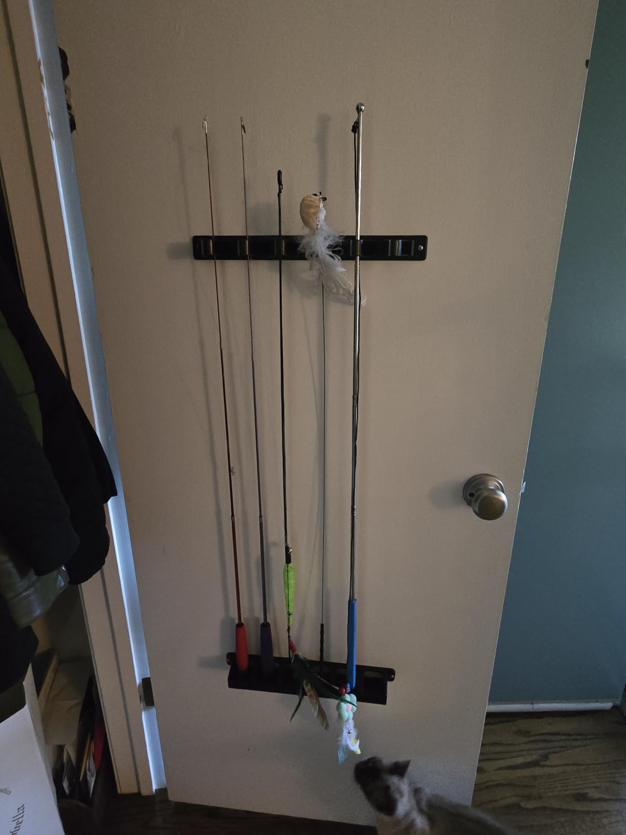 Wall Mount Fishing Rod Holder,Vertical Fishing Pole Storage Rack for Garage customer photo 1