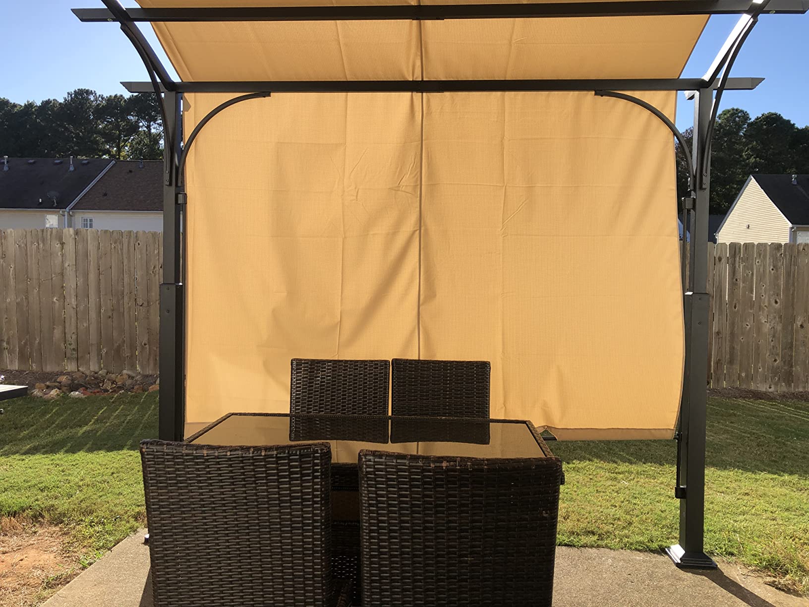 Patio Pergola with Retractable Shade - ABCCANOPY 10x10 Outdoor Retractable Pergola with Sun Shade Aluminum Shelter for Garden, Deck, Lawn, Porch & Backyard (Dark Gray) customer photo 1