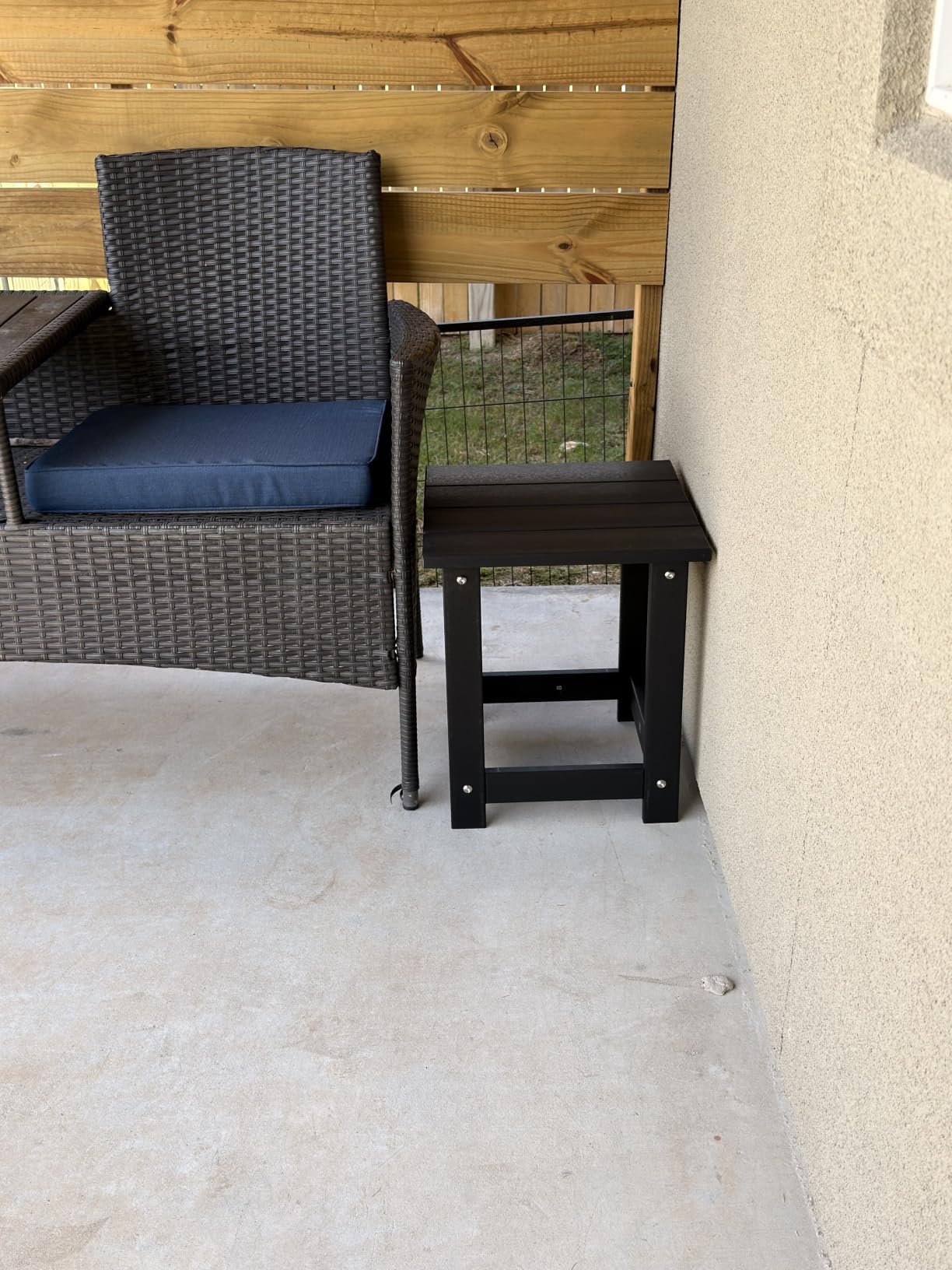 LZRS Patio Side Table, Heavy Duty HDPE Outdoor End Table with Wood Texture, Weatherproof Composite Table for Adirondack Chairs, Deck, Pool, Indoor/Outdoor, No Peeling or Cracking(Black) customer photo 1