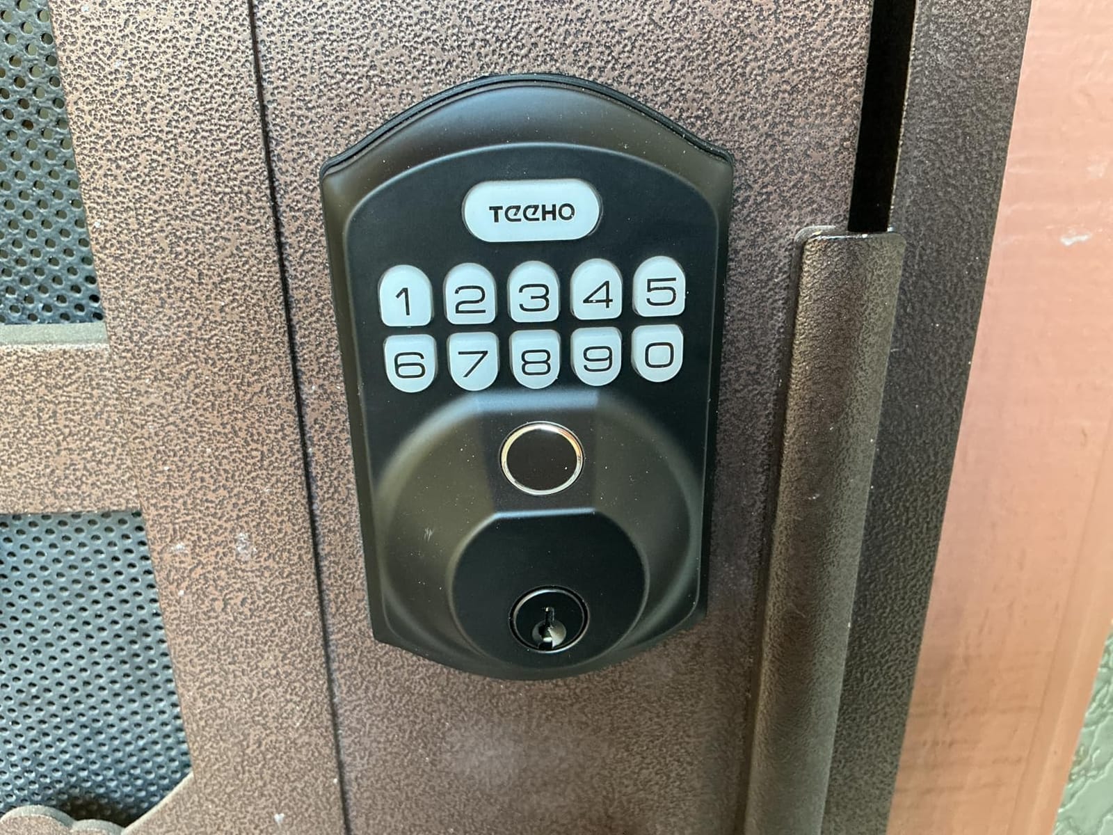 TEEHO TE002 Fingerprint Deadbolt with Keypad for Front Door, Bronze customer photo 2