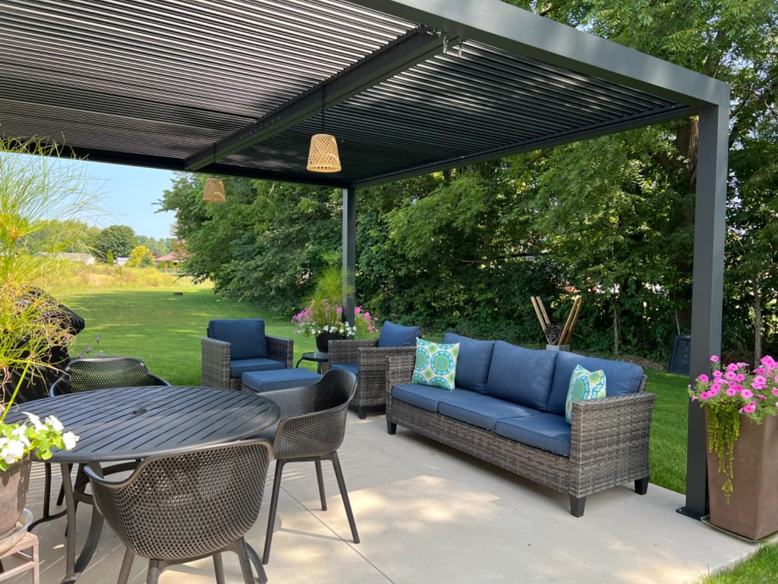PURPLE LEAF Louvered Pergola 12' x 14' 94AS All-Aluminum Rustproof Gray customer photo 2