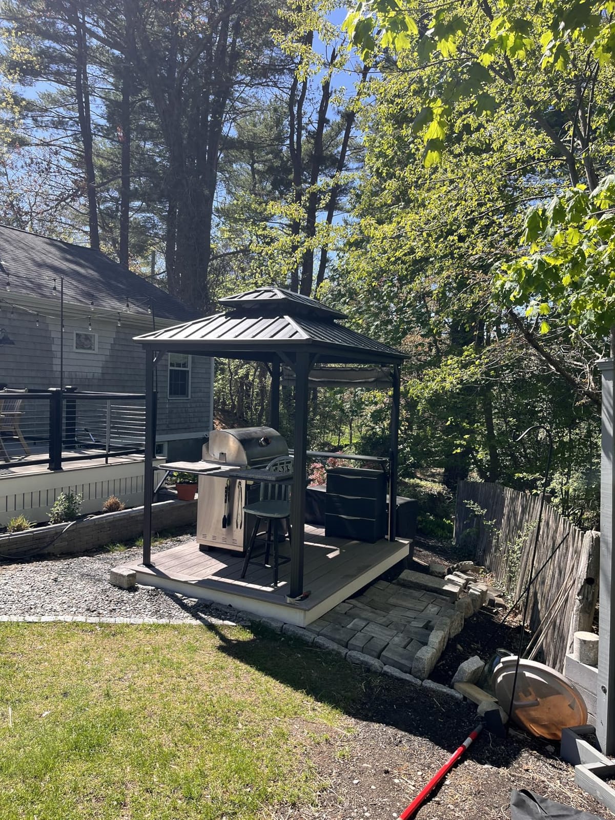 PURPLE LEAF Hardtop Grill Gazebo 6' x 8' Aluminum Frame Double Tier, Gray customer photo 2