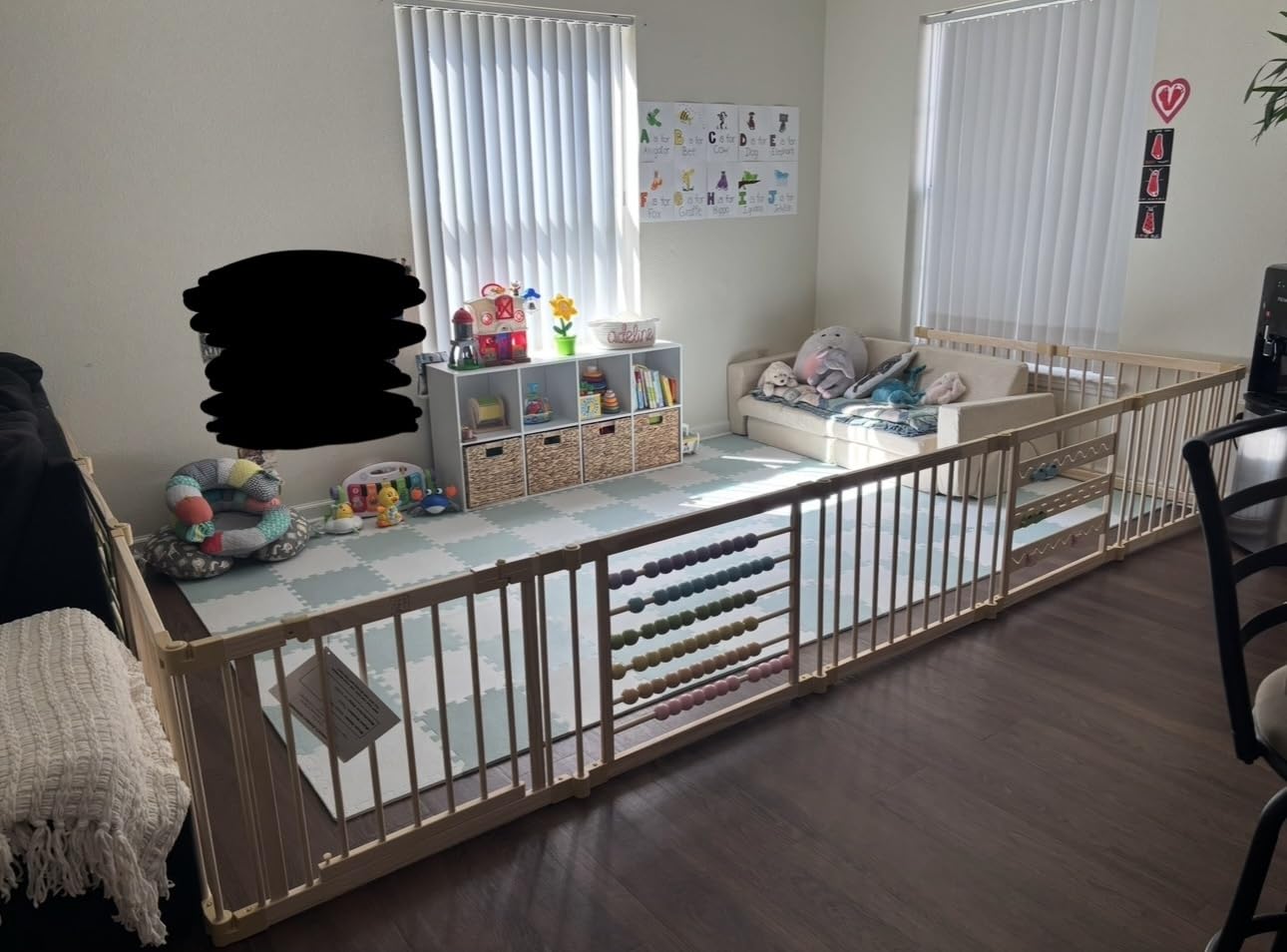 ZETY Natural Wood Baby Playpen, 10 Panel Foldable Play Yard, Door & Toys customer photo 2