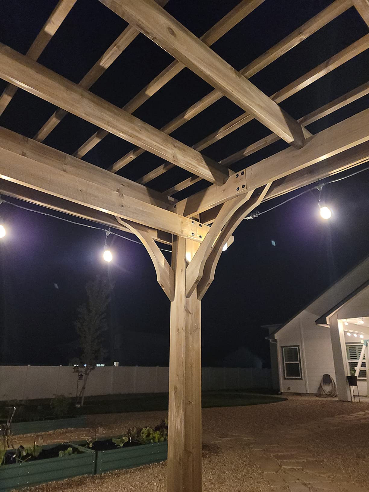 Backyard Discovery Somerville 14 x 10 Walnut All Cedar Pergola, Durable, Quality Supported Structure, Snow and Wind Supported, Rot Resistant, Electrical Outlet with USB, Deck, Garden, Patio customer photo 1