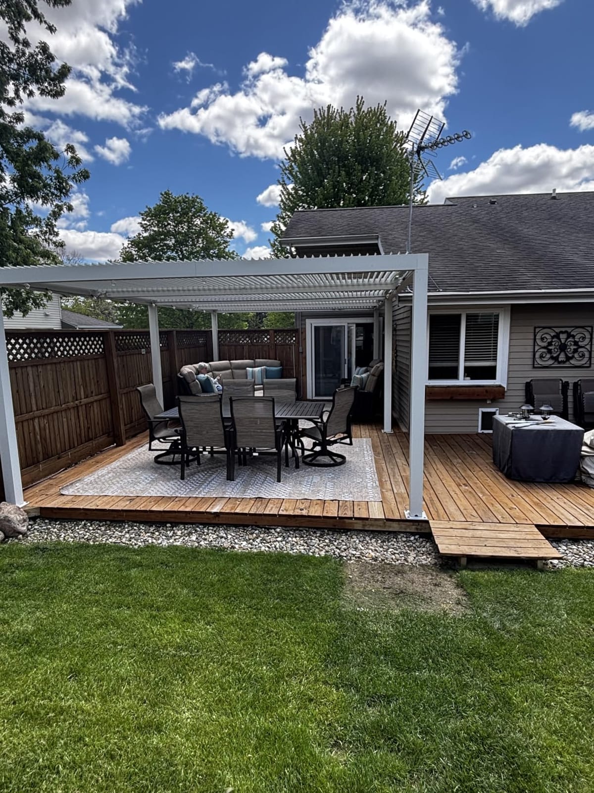 PURPLE LEAF Louvered Pergola 12' x 12' White Adjustable Hardtop for Patio customer photo 1