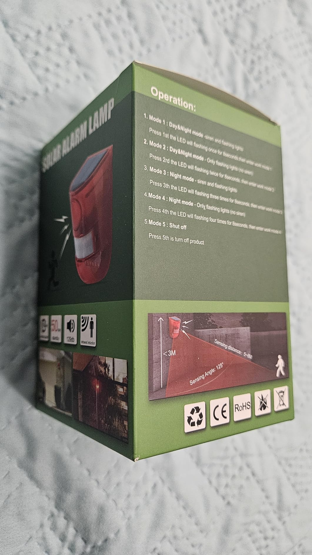 Qualirey 2 Pack Solar Motion Sensor Alarm 129db Outdoor Strobe Light,Red customer photo 2