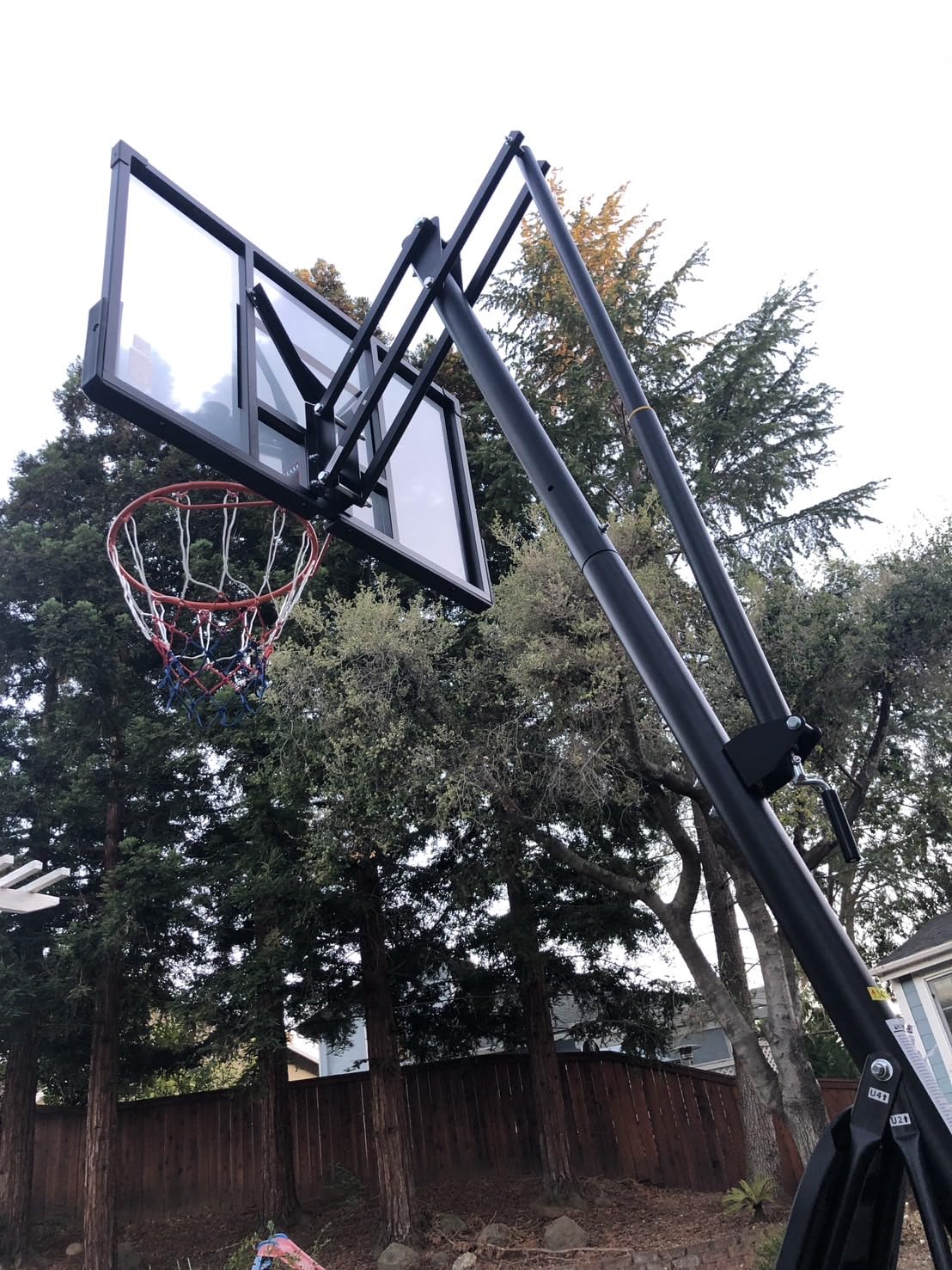 Yohood Basketball Hoop Outdoor Portable 44/48 Inch Backboard, 10ft Quickly Adjustable Basketball Goal System with Wheels for Court/Backyard/Driveway customer photo 1