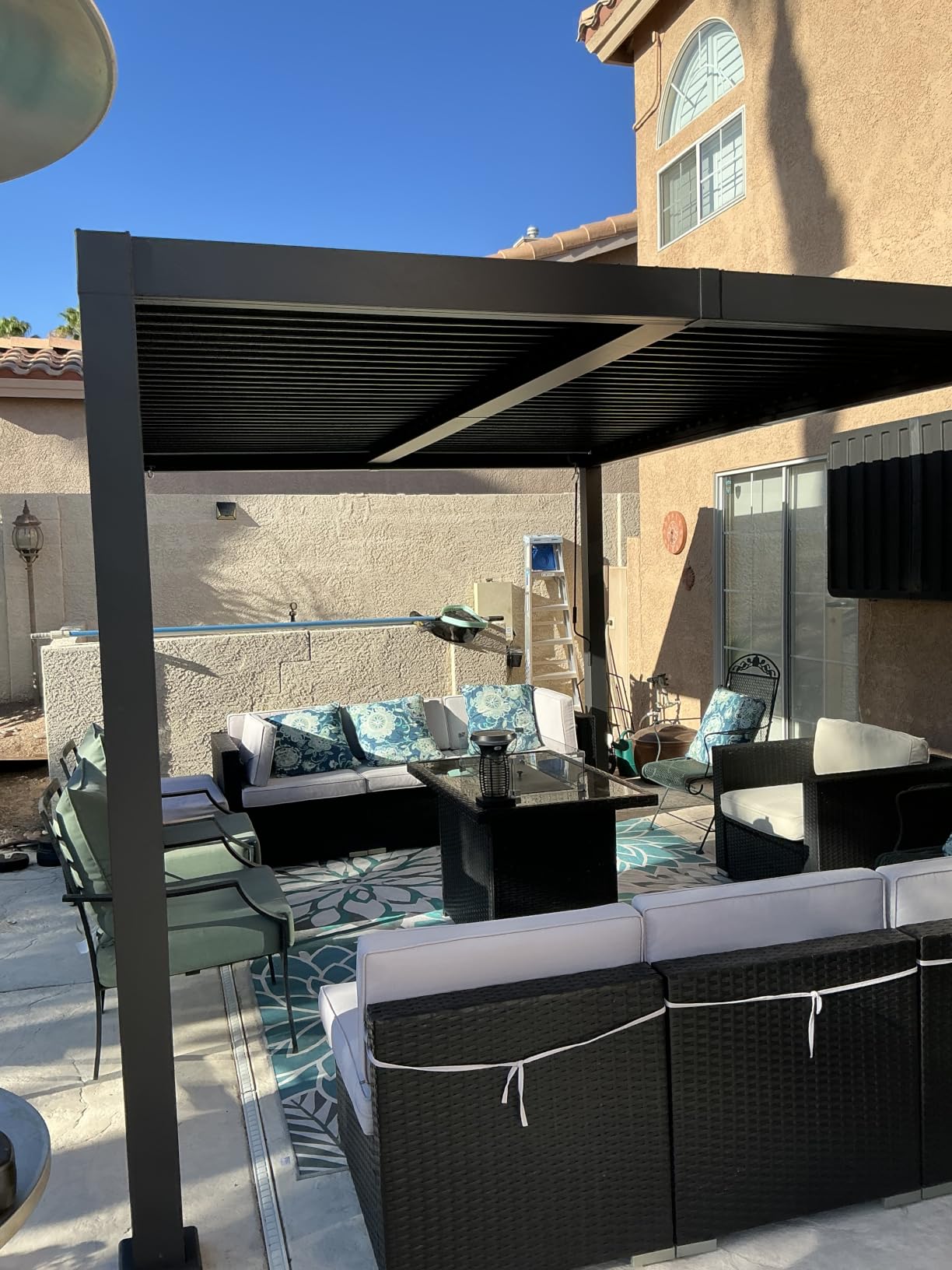 10'x 13' Patio Louvered Pergola Aluminum Black Hardtop Gazebo customer photo 2