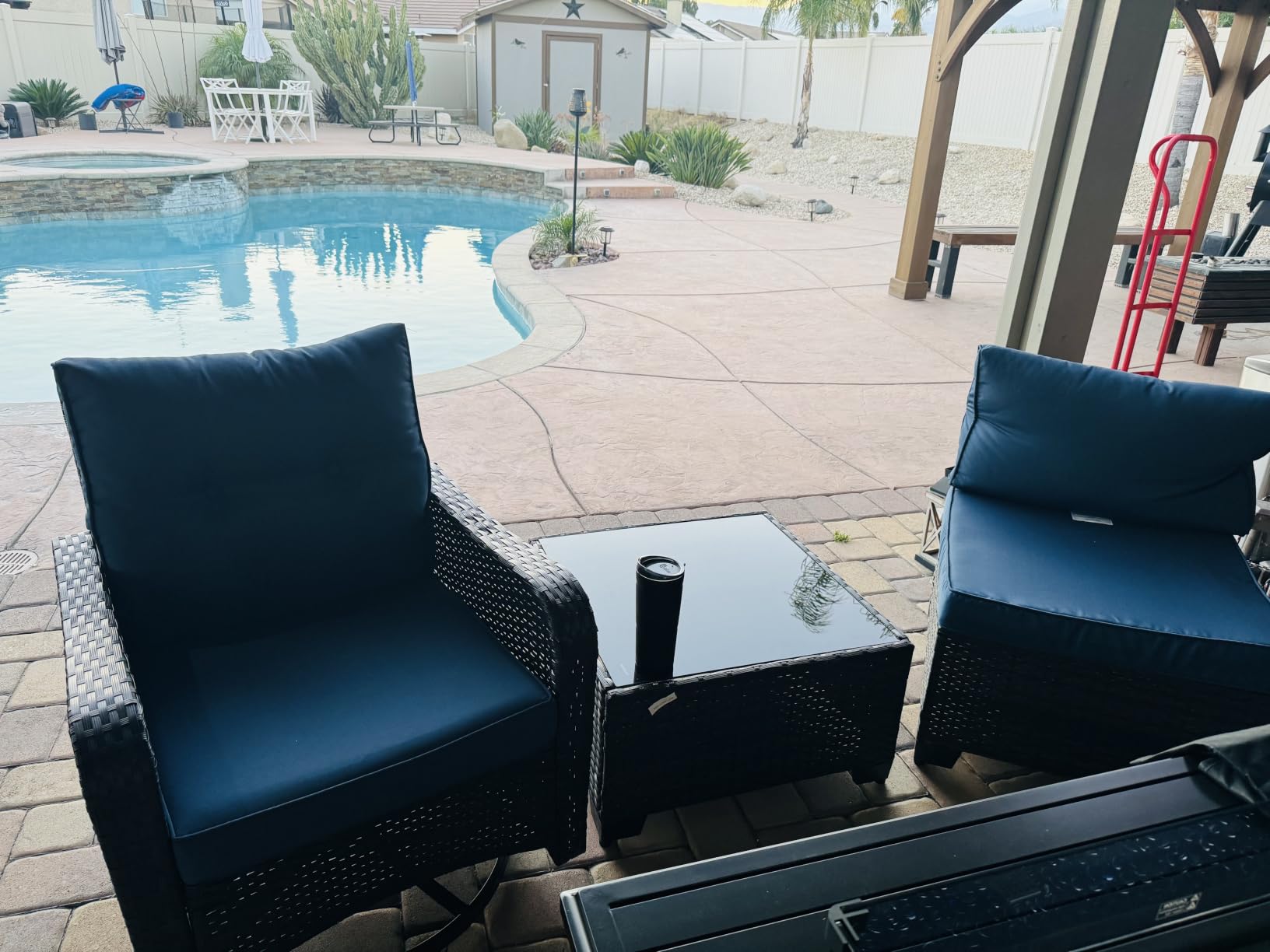 Kullavik 10 Piece Outdoor Patio Furniture Set with Fire Pit & Swivel Chairs customer photo 1