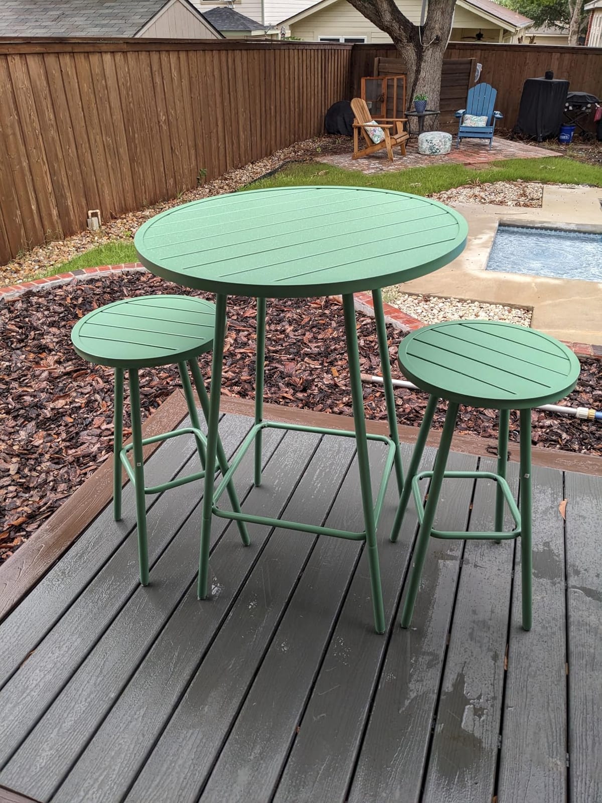Best Choice Products 3-Piece Patio Dining Set, Bar Height, Outdoor Bistro Set, Outdoor Round Bar Table w/ 2 Bar Stools, Steel - Black customer photo 2
