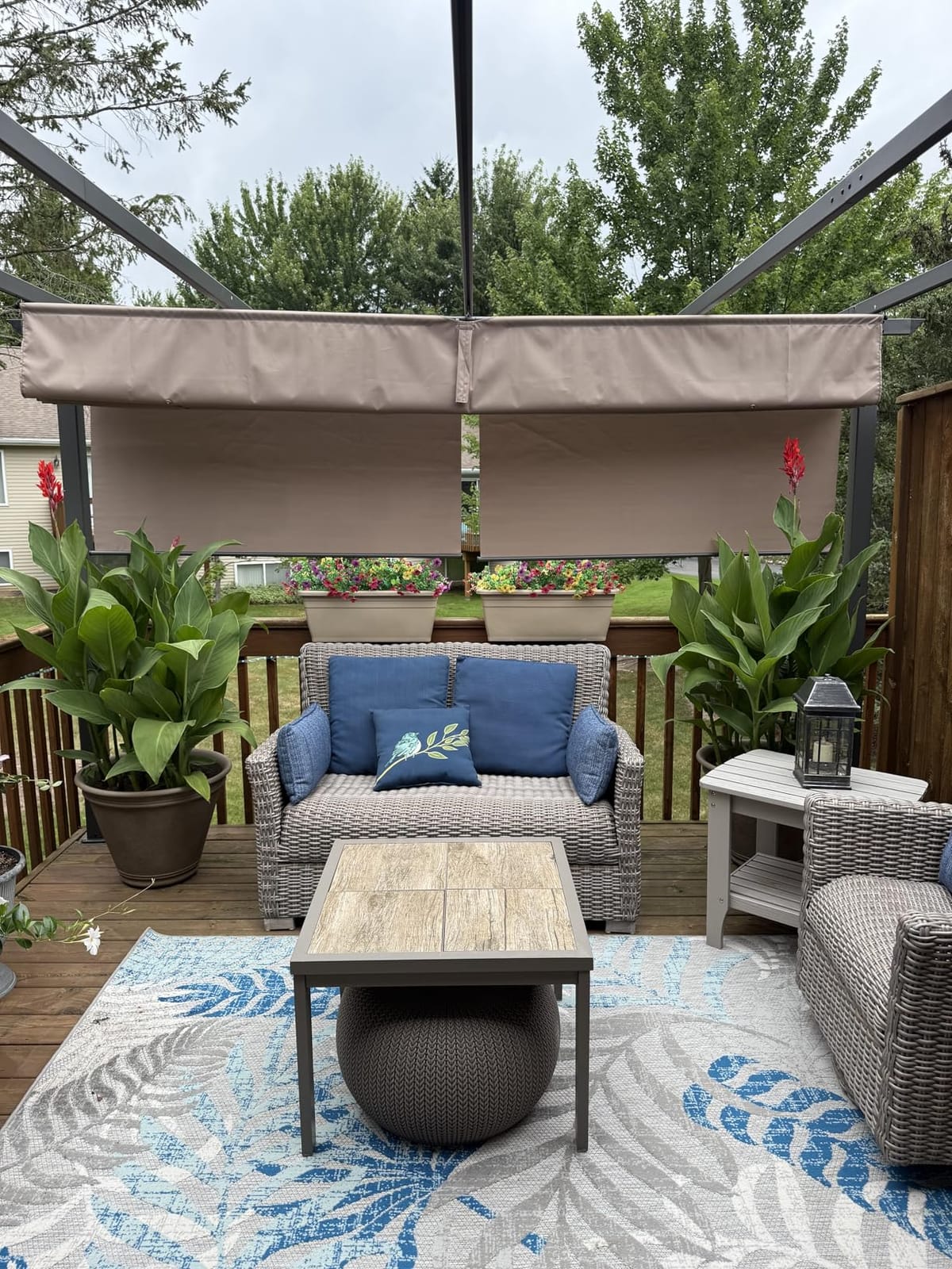 12 x 12 Ft Outdoor Aluminum Pergola, Retractable Canopy & 2 Sides Shades for Patio Backyard Garden Deck customer photo 1