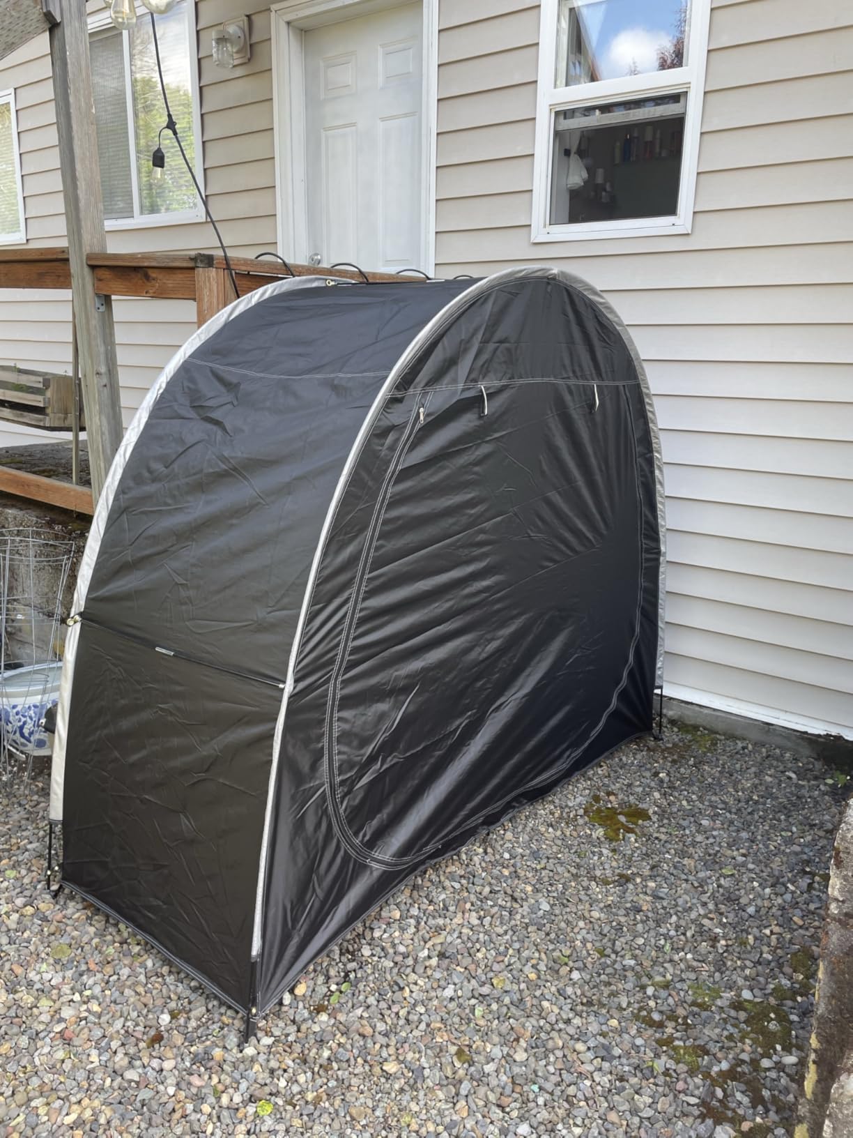 Bike Storage Tent for 2-5 Bikes, Outdoor Waterproof Shelter(Black) customer photo 2