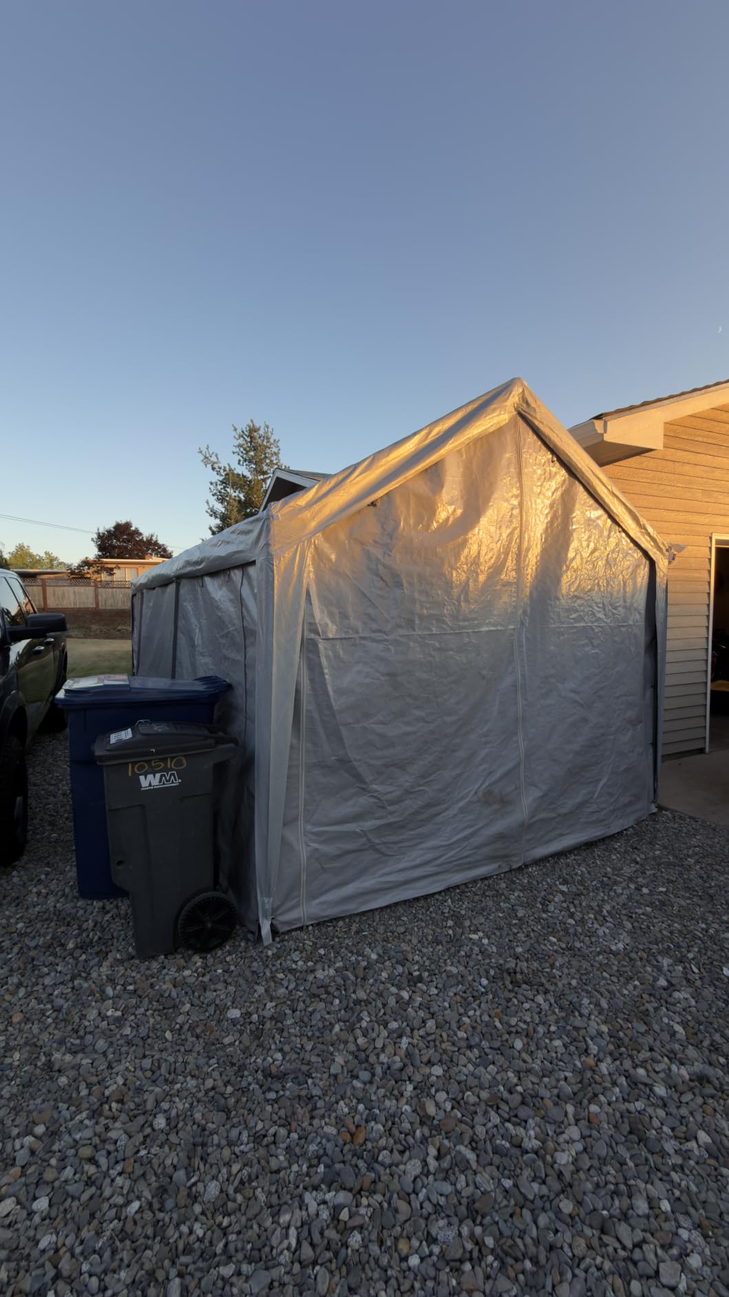VEVOR 6x8x7 FT Heavy-Duty Portable Outdoor Storage Shed Tent, Waterproof Carport Garage Shelter with Roll-Up Zipper Door & Vents, UV-Resistant Canopy for Motorcycle, Bike, Lawn Mower, Tools, Gray customer photo 2