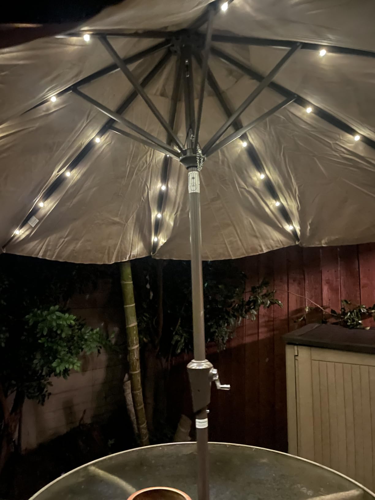 JEAREY 9' Patio Umbrella with Solar Lights, LED Umbrella, Beige customer photo 1