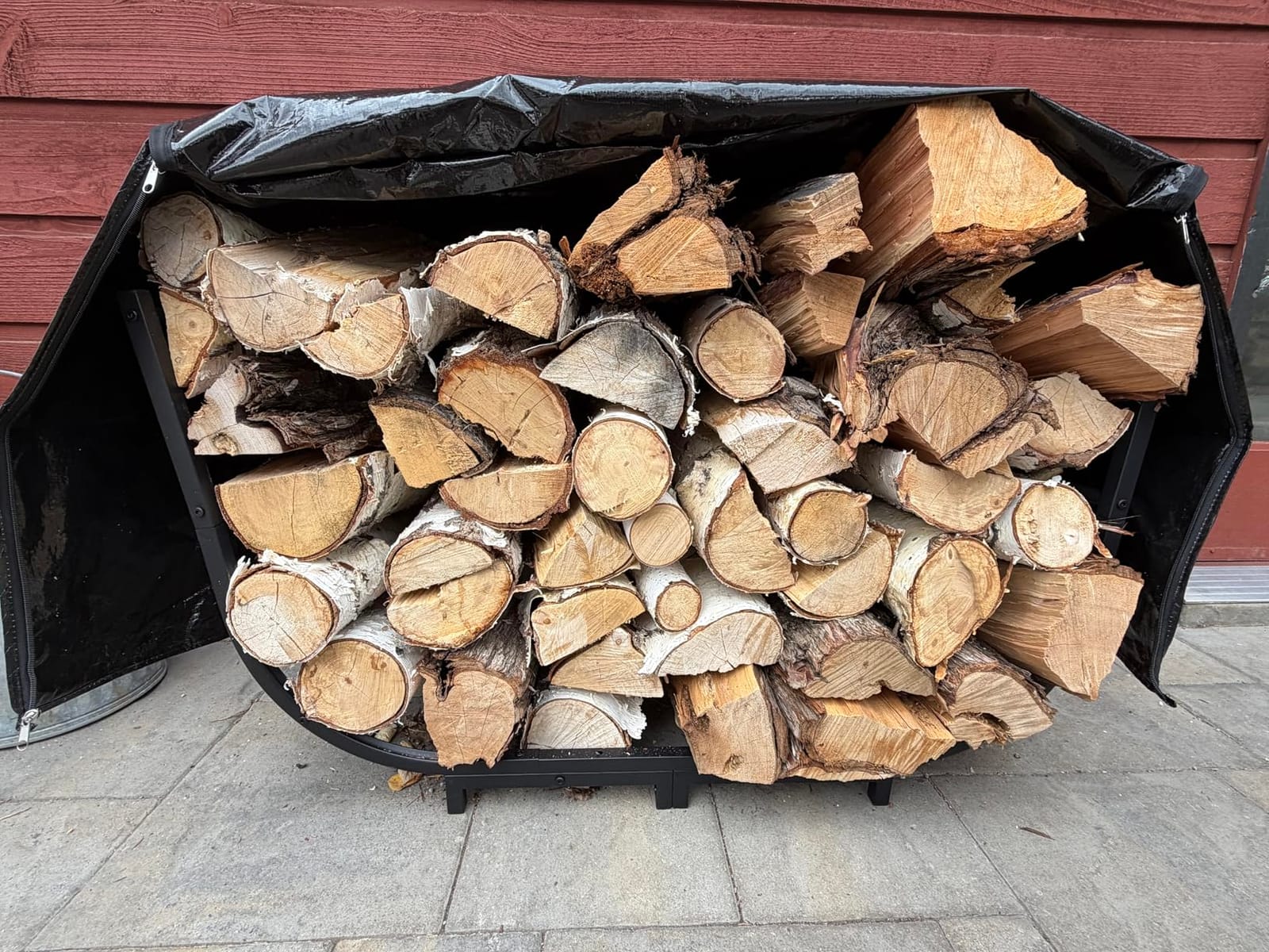 facka 40 Inch Firewood Rack Outdoor with Cover, Metal Wood Rack customer photo 1
