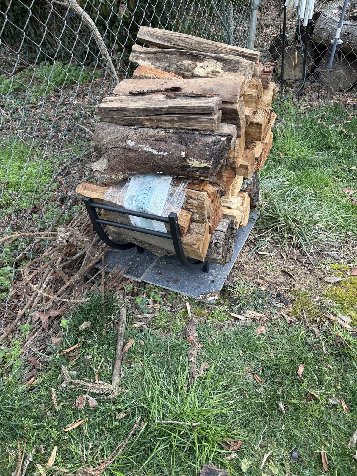 facka 40 Inch Firewood Rack Outdoor with Cover, Metal Wood Rack customer photo 2