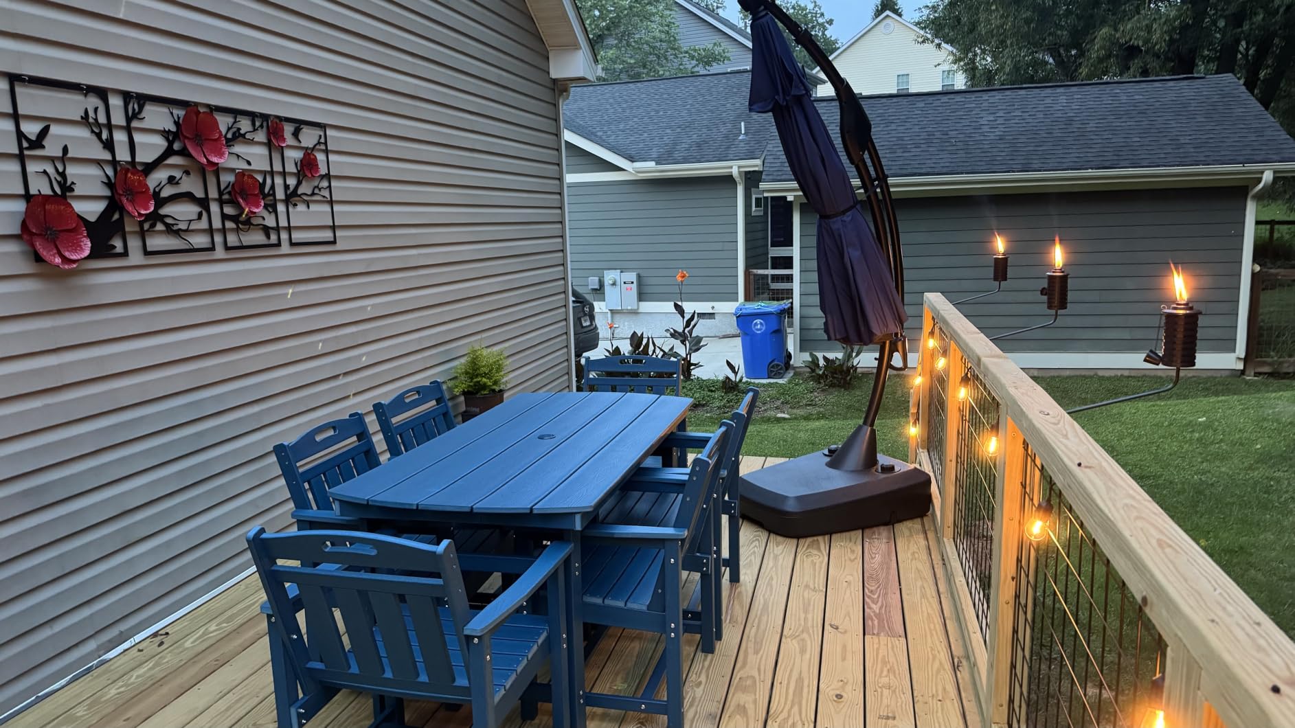 HDPE Outdoor Patio Dining Table & 6 Chairs Set, 2
