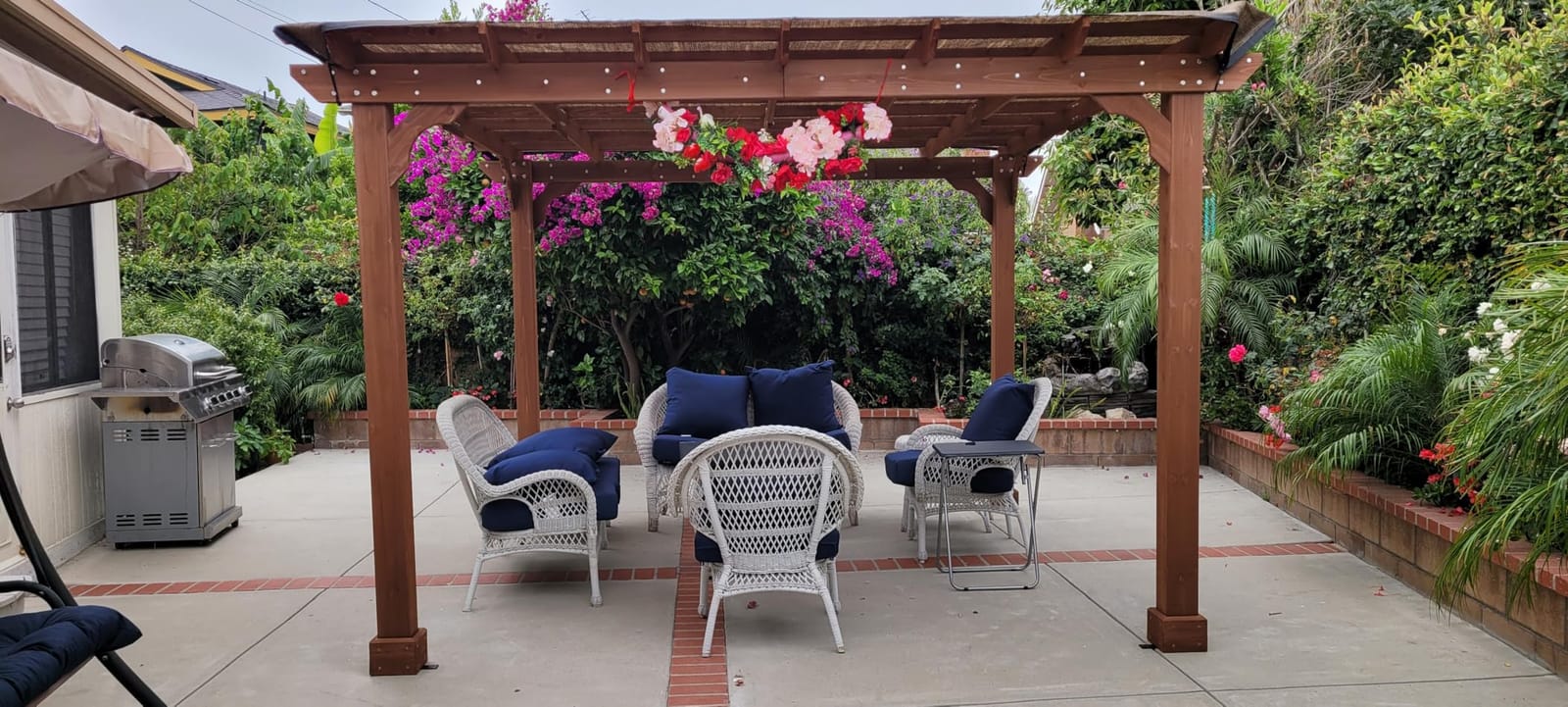 BlueWish 10'x14' Pergola, Solid Cedar Wood Gazebo Backyard Gazebo Pergola Kits with Slatted Roof Trellis & Stakes for Deck Yard Grill Party Garden customer photo 1