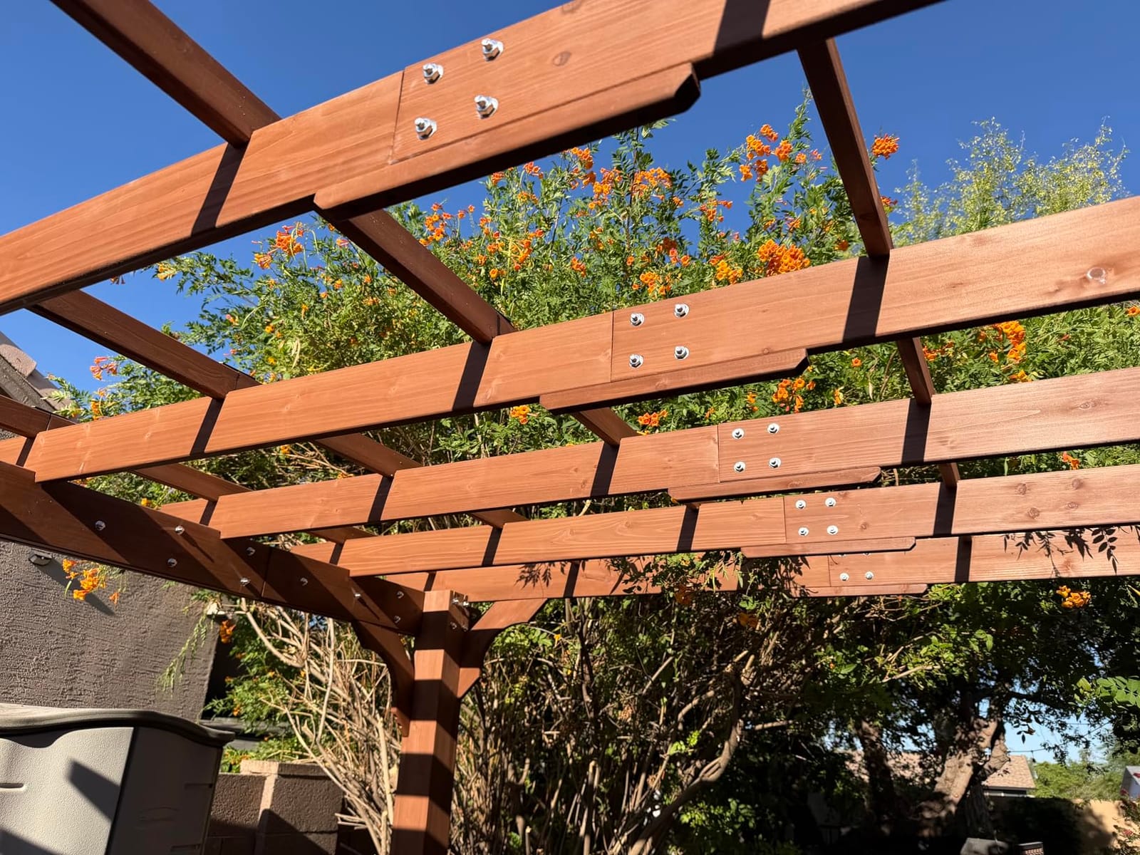 MUPATER 10x14 FT Cedar Wooden Pergola Kit with Trellis Roof, Outdoor Patio Pergola with Stakes, Snow and Wind Supported, All-Season Structure for Climbing Plant Support,Deck, Backyard, Lawn customer photo 1