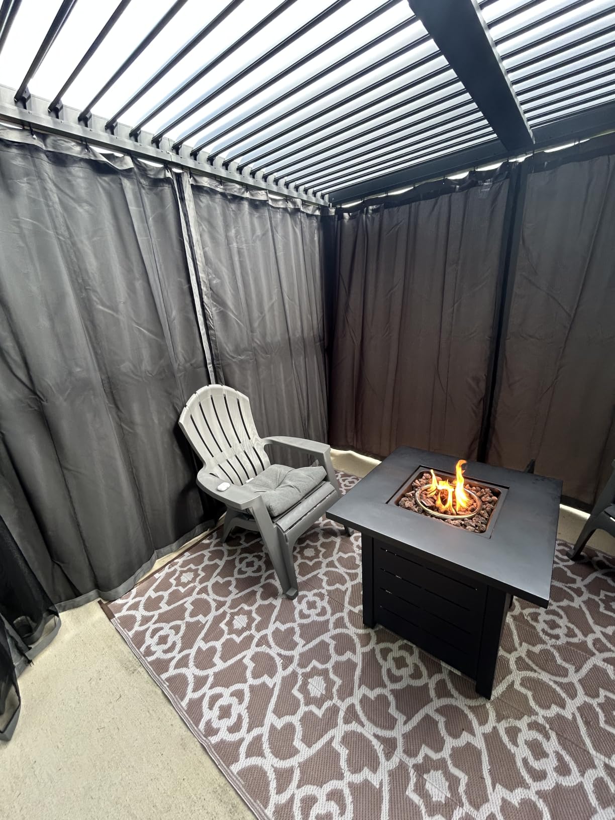 Aoxun Louvered Pergola 12x16 All-Aluminum, Waterproof Curtains and Netting customer photo 2