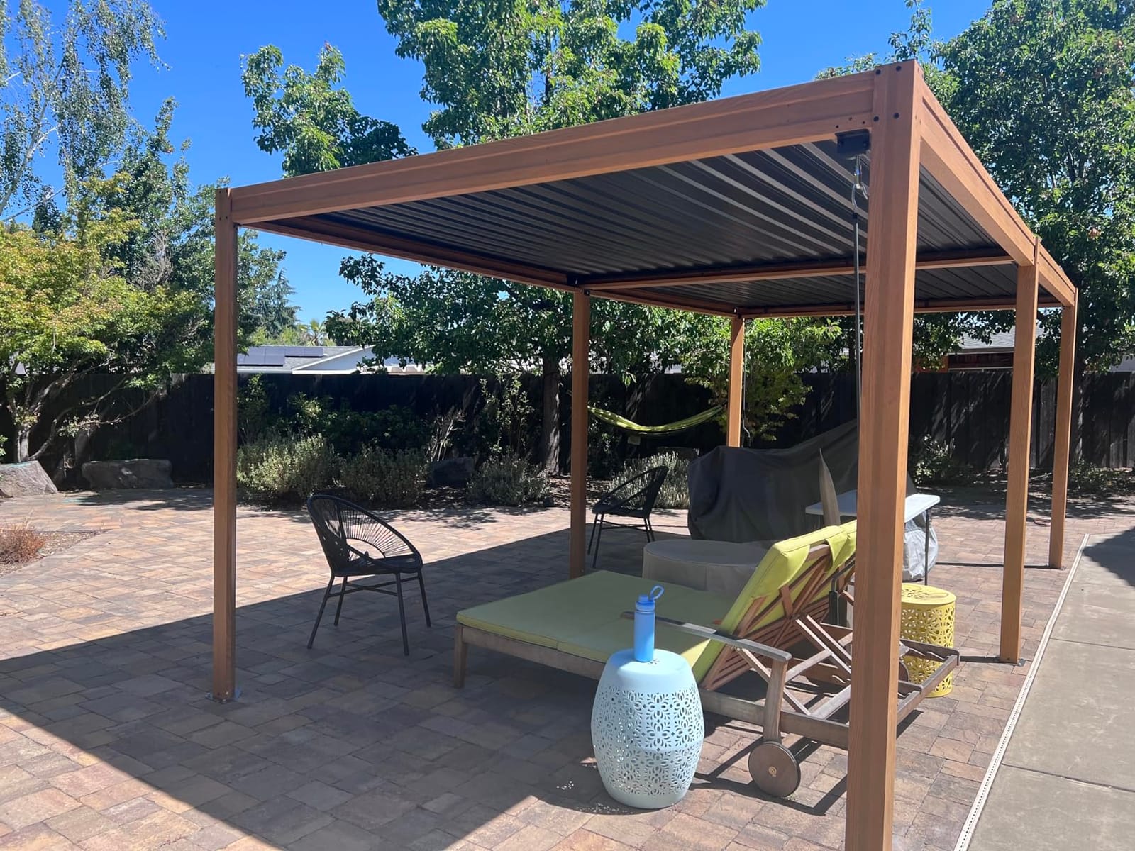Domi Louvered Pergola 10x16, Outdoor Metal Pergola, Espresso Brown customer photo 2