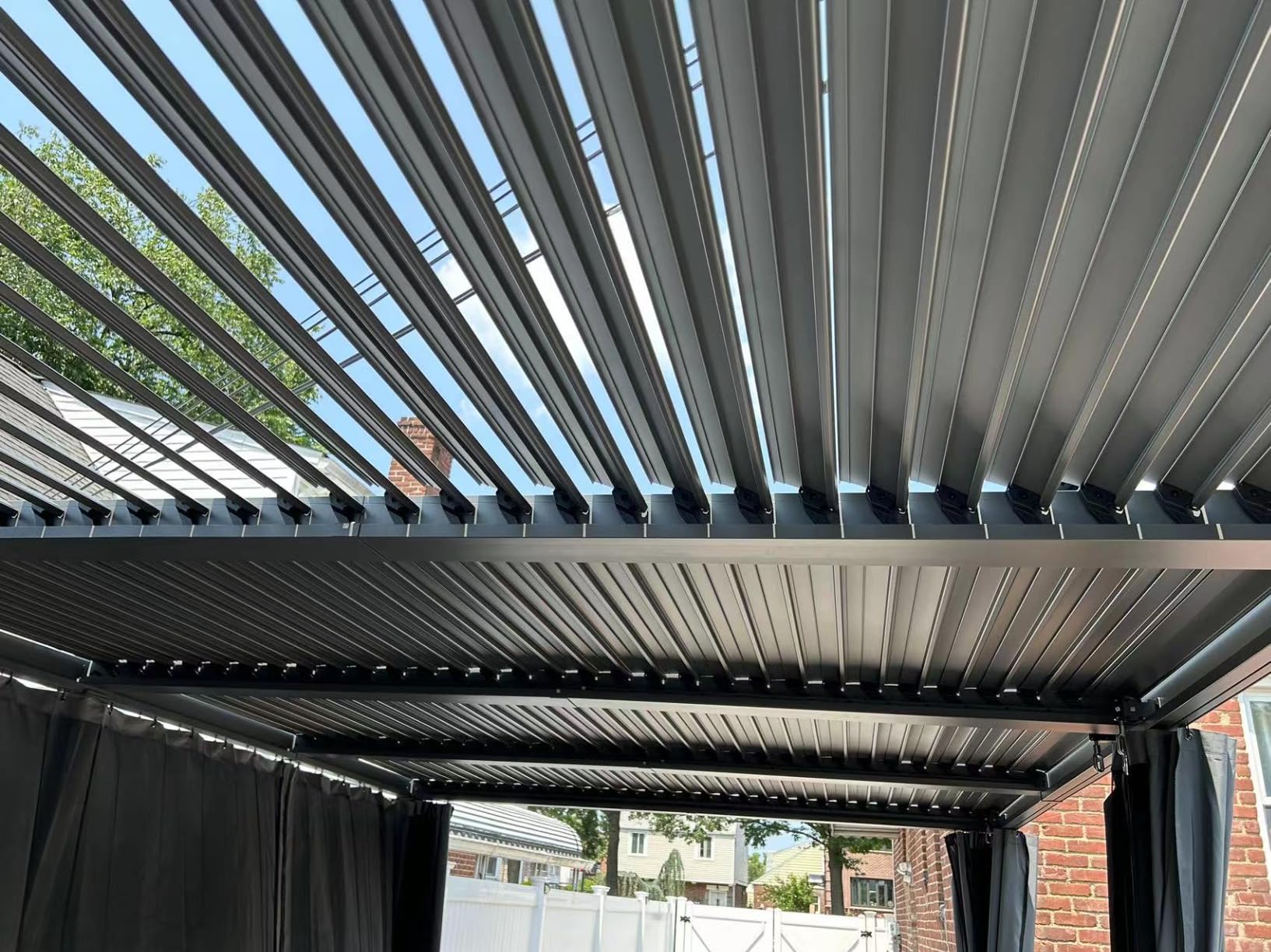 Aoxun Louvered Pergola 10x12 All-Aluminum, Waterproof Curtains and Netting customer photo 2